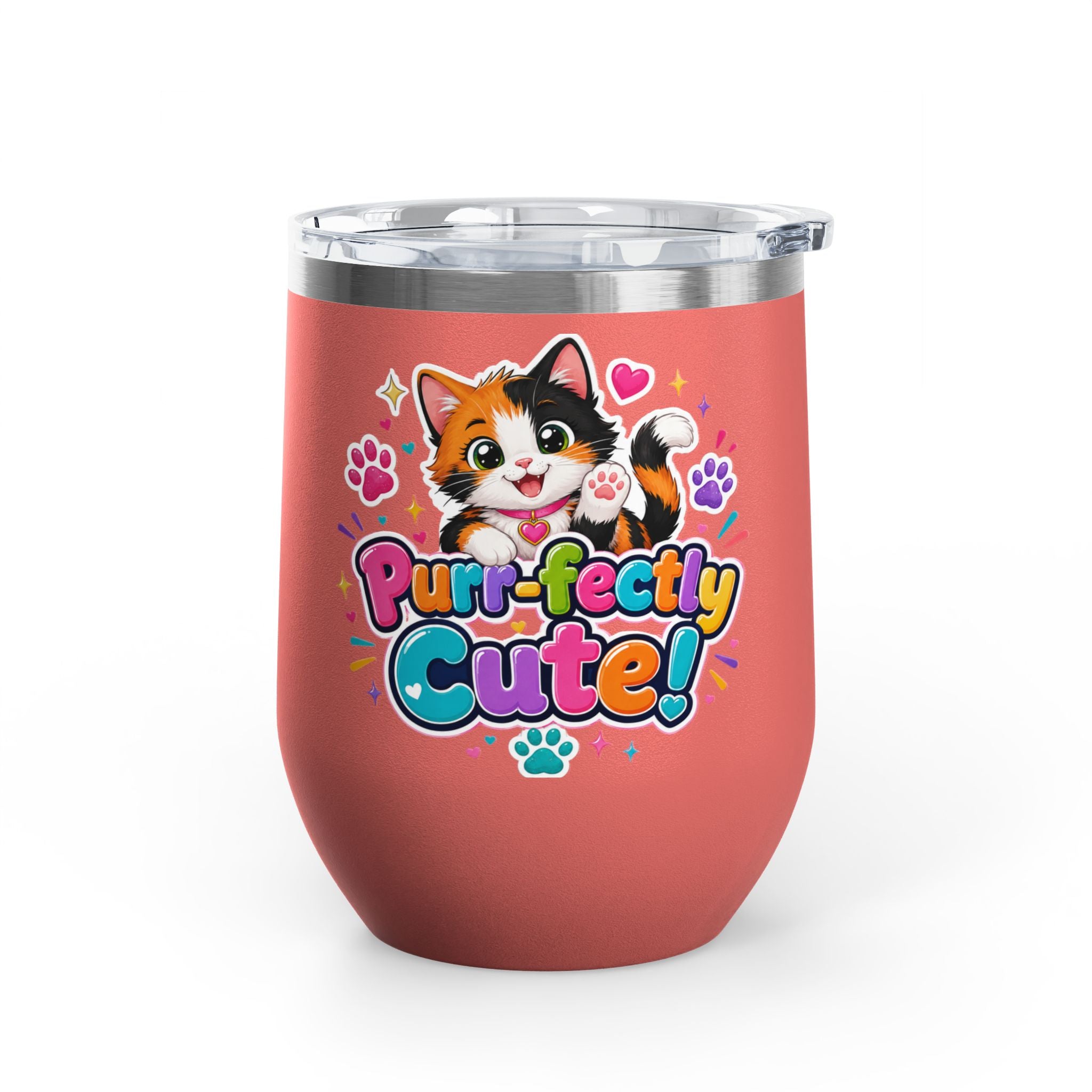 "Purr-fectly Cute!" Cat 12oz Insulated Stainless Steel Tumbler