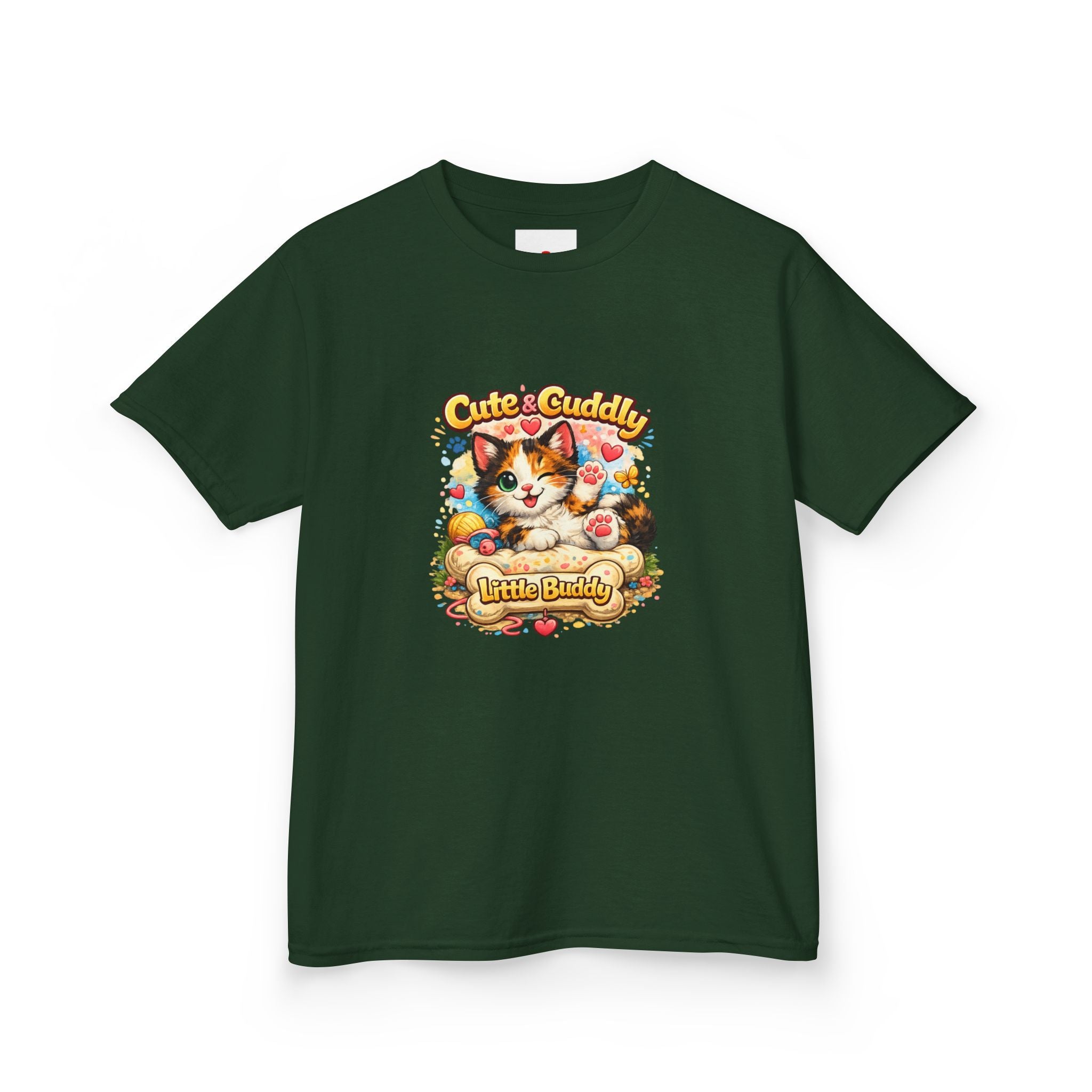 Kids T-Shirt — "Cute & Cuddly Little Buddy" Cat Graphic Tee