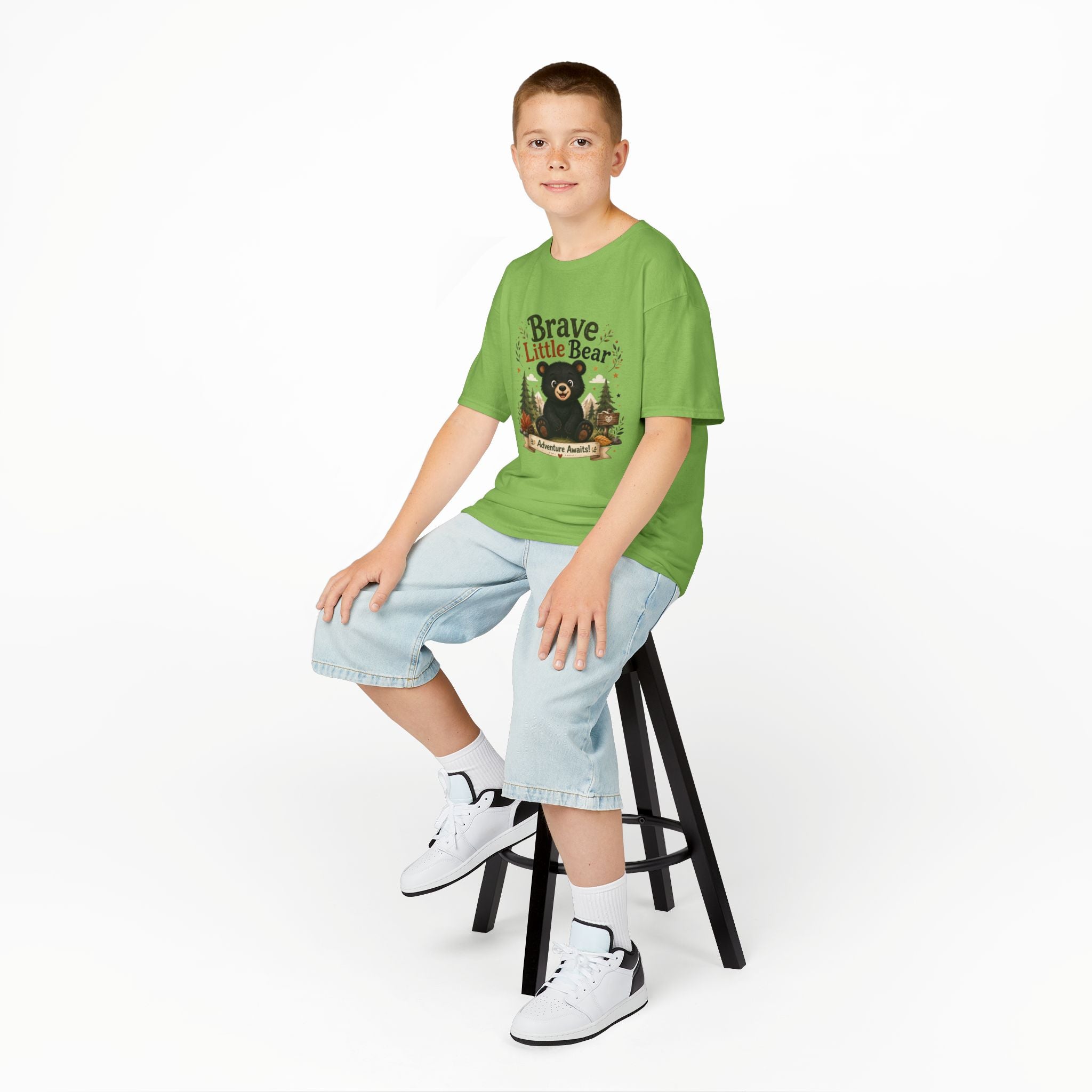 Kids Tee — "Brave Little Bear" Adventure Graphic Shirt