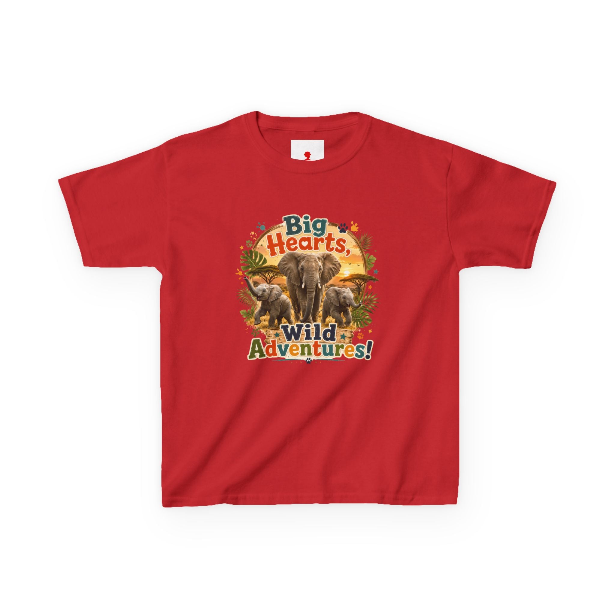 Kids T-Shirt — “Big Hearts, Wild Adventures!” Elephant Safari Shirt for Kids, Cute Animal Adventure Tee