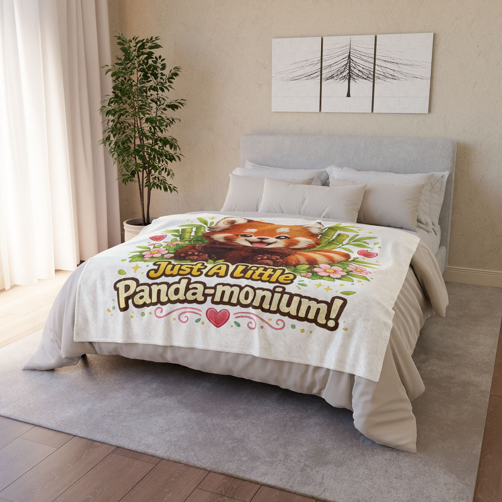 Red Panda Illustration Just A Little Panda-monium Blanket | Cute Animal Throw