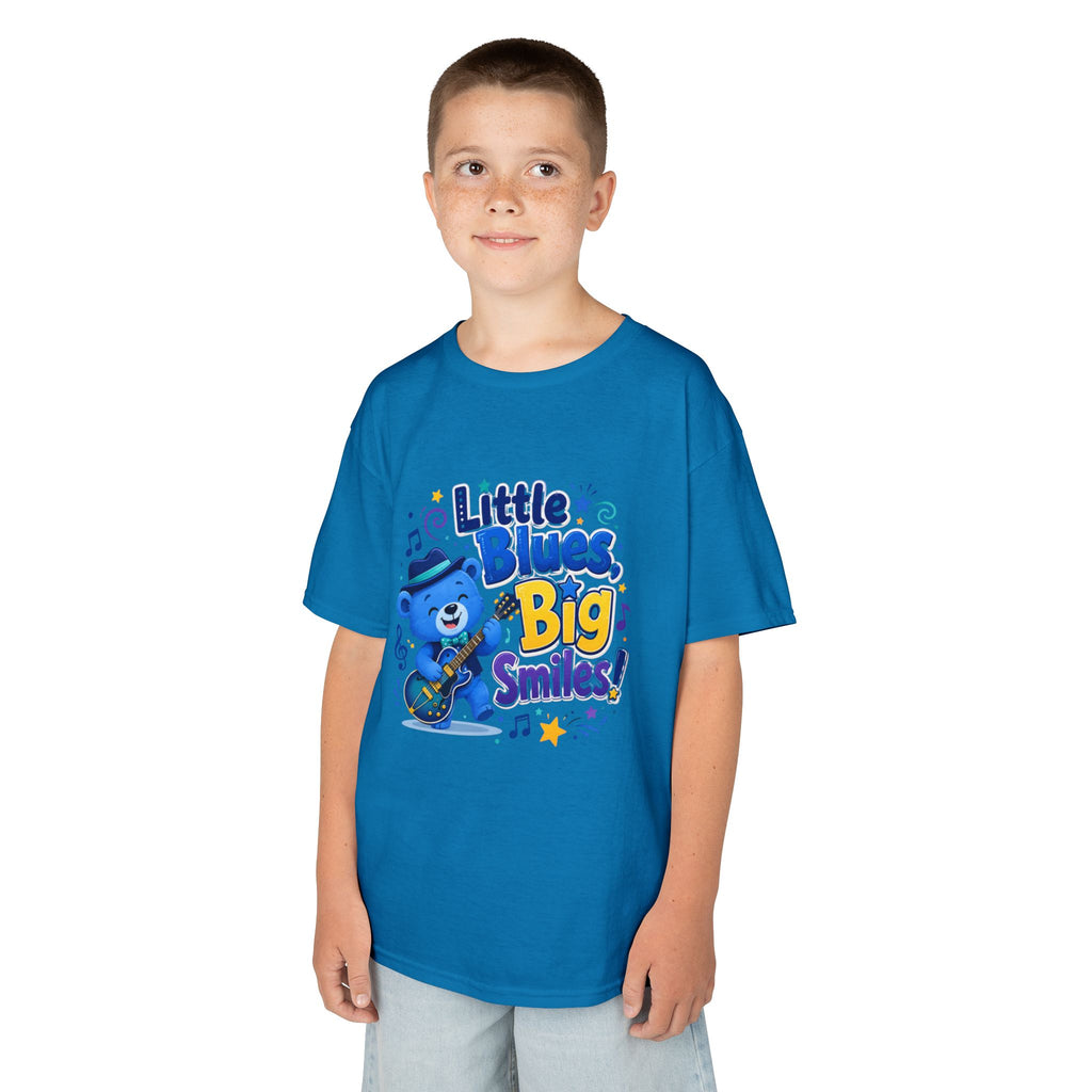Kids Tee — "Little Blues, Big Smiles!" Guitar-Bear Graphic