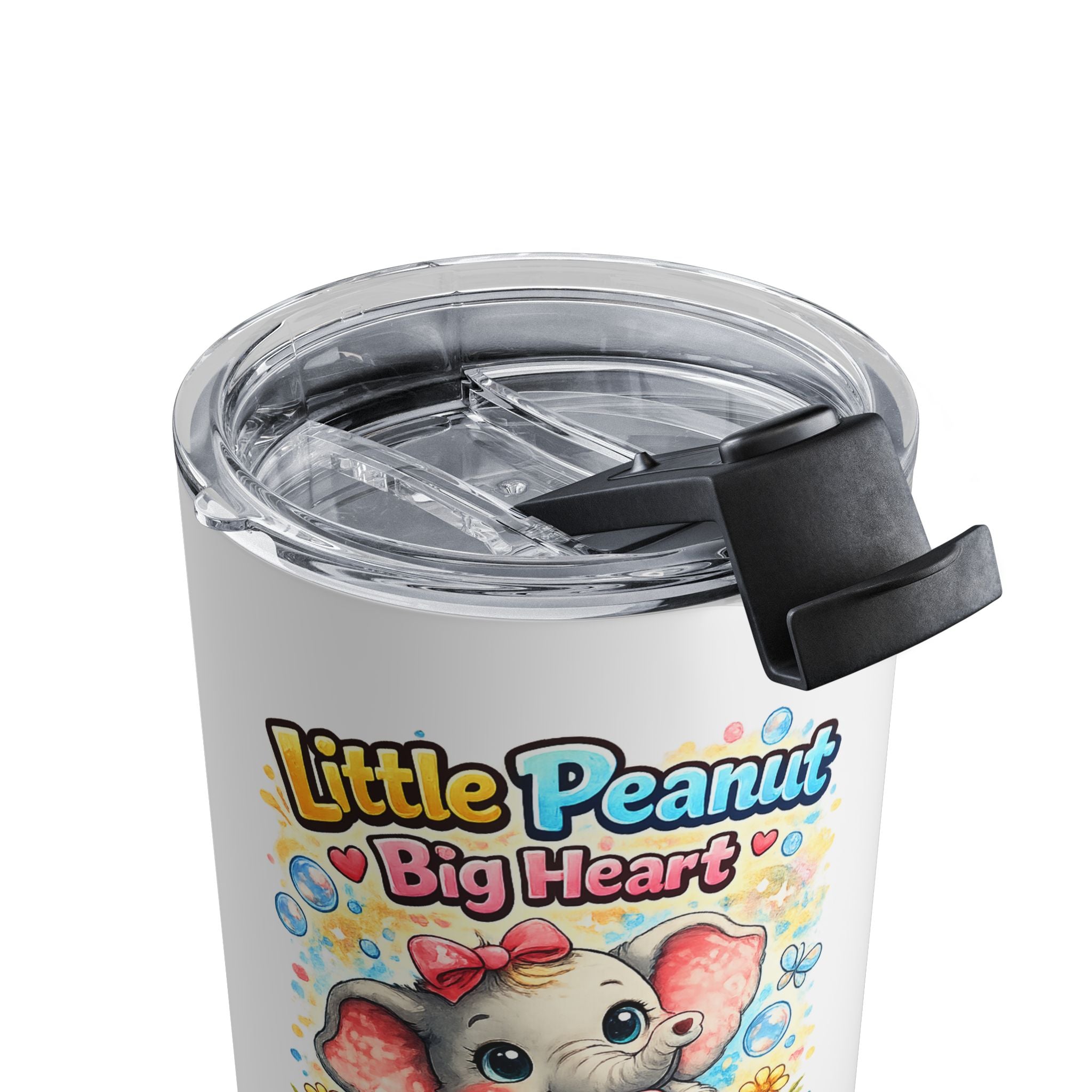 10oz Cute Elephant Tumbler — "Little Peanut Big Heart" Insulated Travel Cup