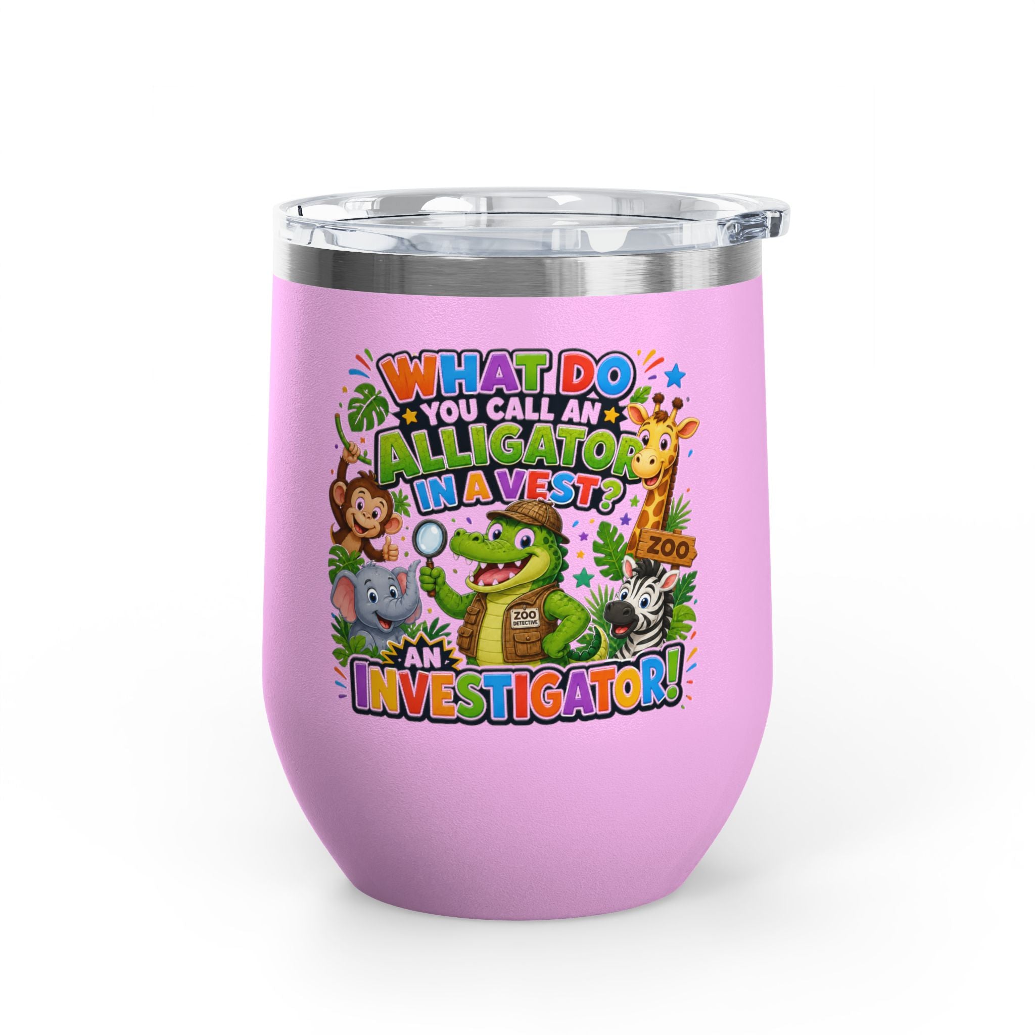"What Do You Call an Alligator in a Vest? An Investigator!" Cute Zoo Joke Stainless Steel 12oz