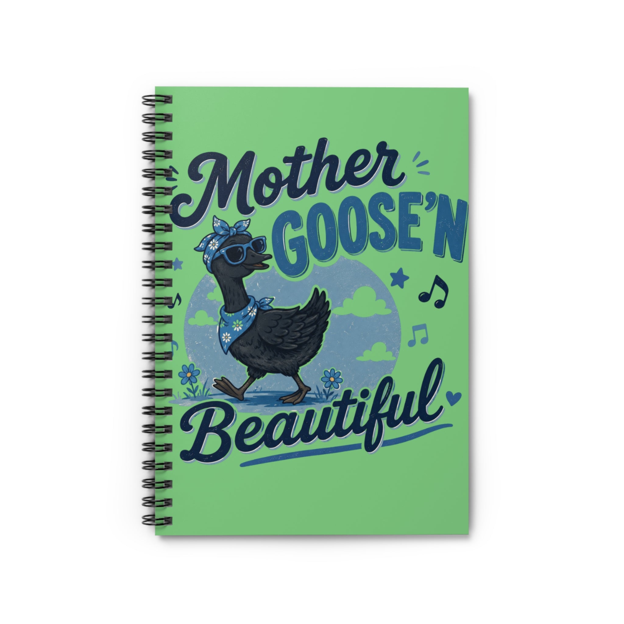 Mother Goose'n Beautiful Spiral Notebook — Cute Duck Illustration Ruled Journal