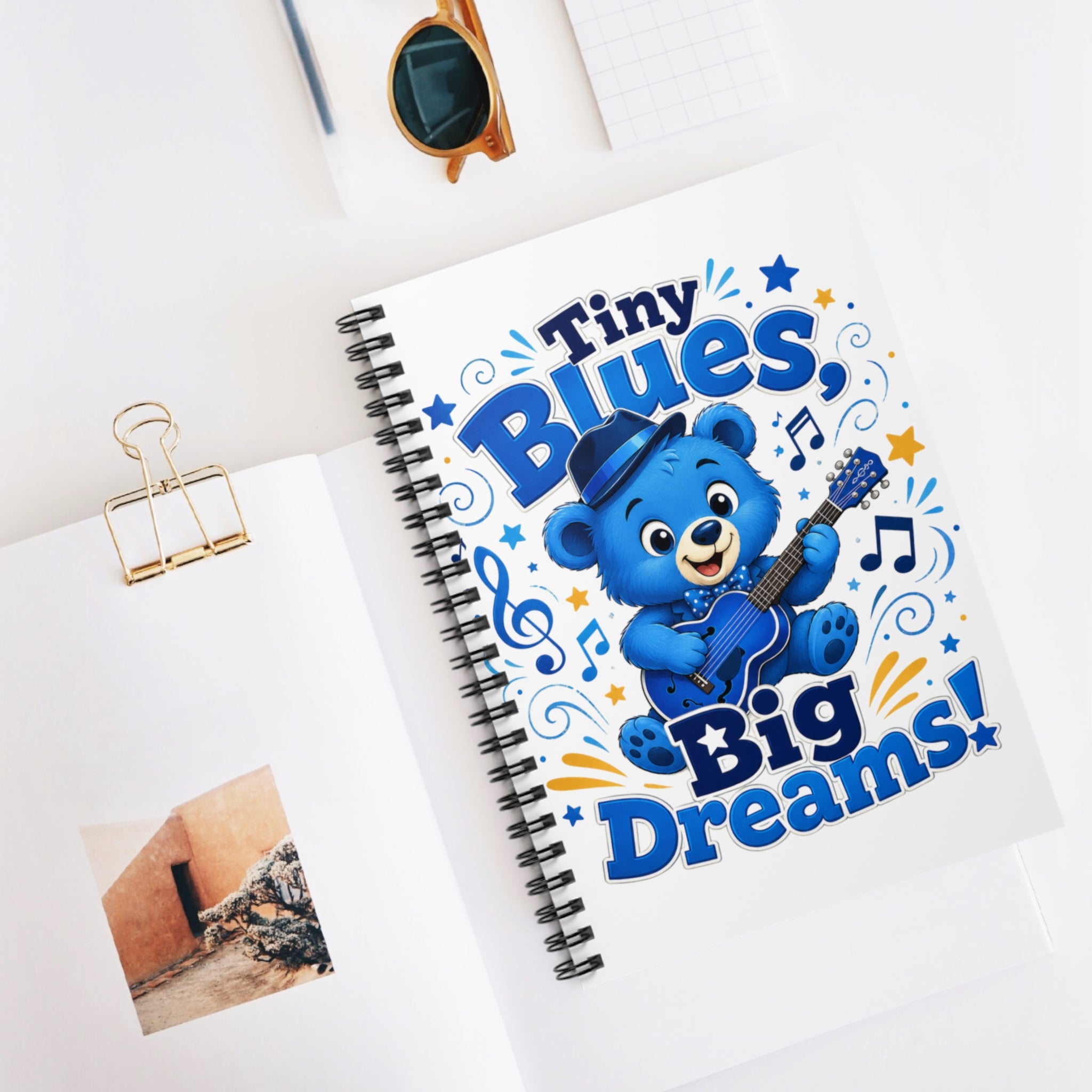 Tiny Blues, Big Dreams! Spiral Notebook — Cute Blue Bear Music Journal for Kids