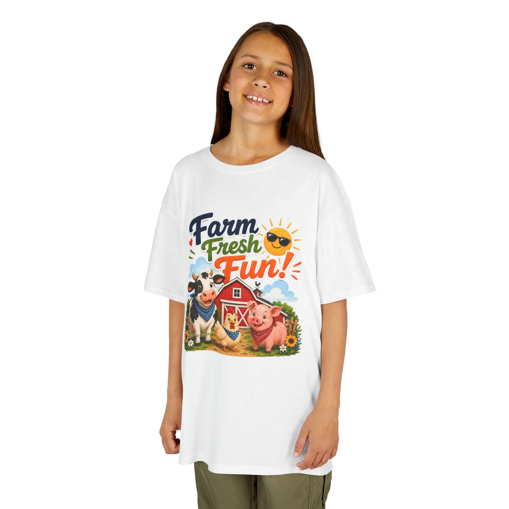 Kids Farm T-Shirt — "Farm Fresh Fun!" Cute Cow & Pig Toddler Tee