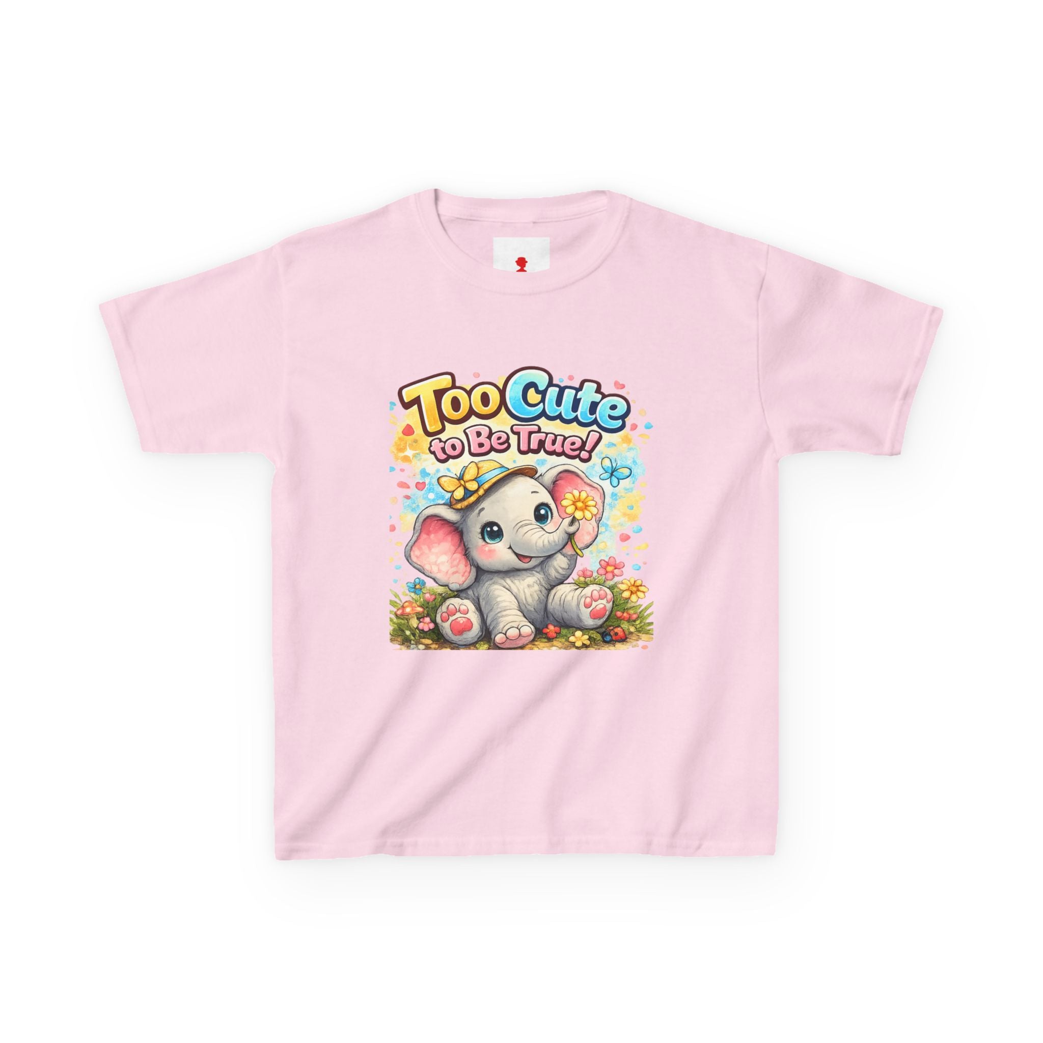 Kids Tee — "Too Cute to Be True" Elephant Graphic