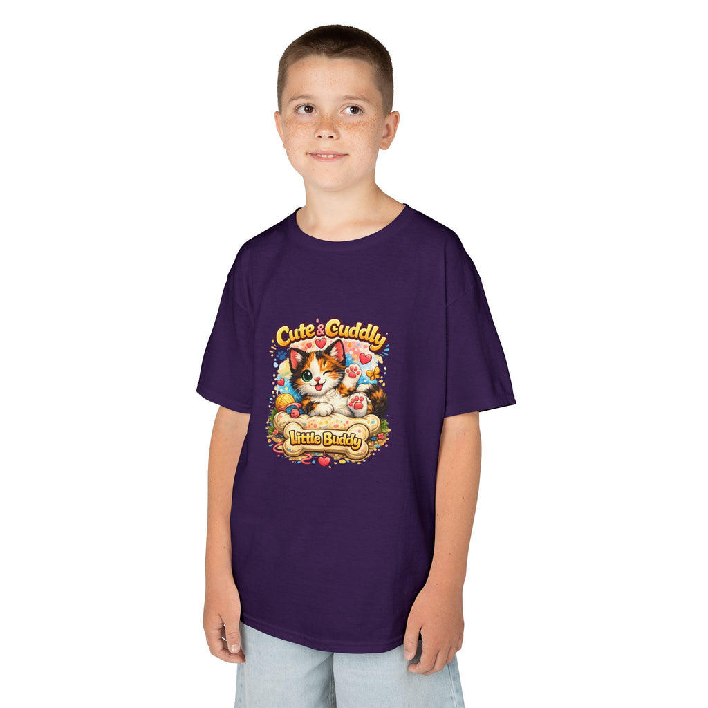 Kids T-Shirt — "Cute & Cuddly Little Buddy" Cat Graphic Tee