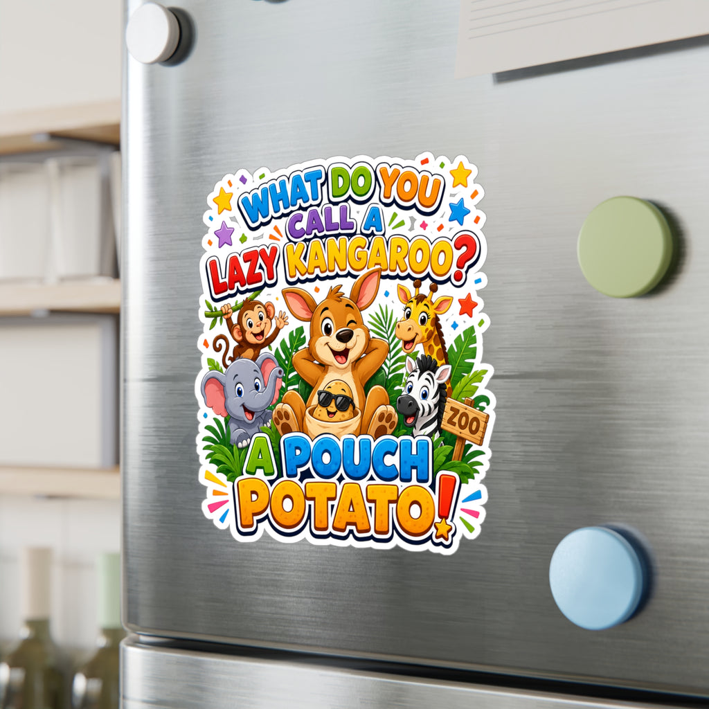 What Do You Call A Lazy Kangaroo? A Pouch Potato Sticker | Kiss-Cut Vinyl Decal