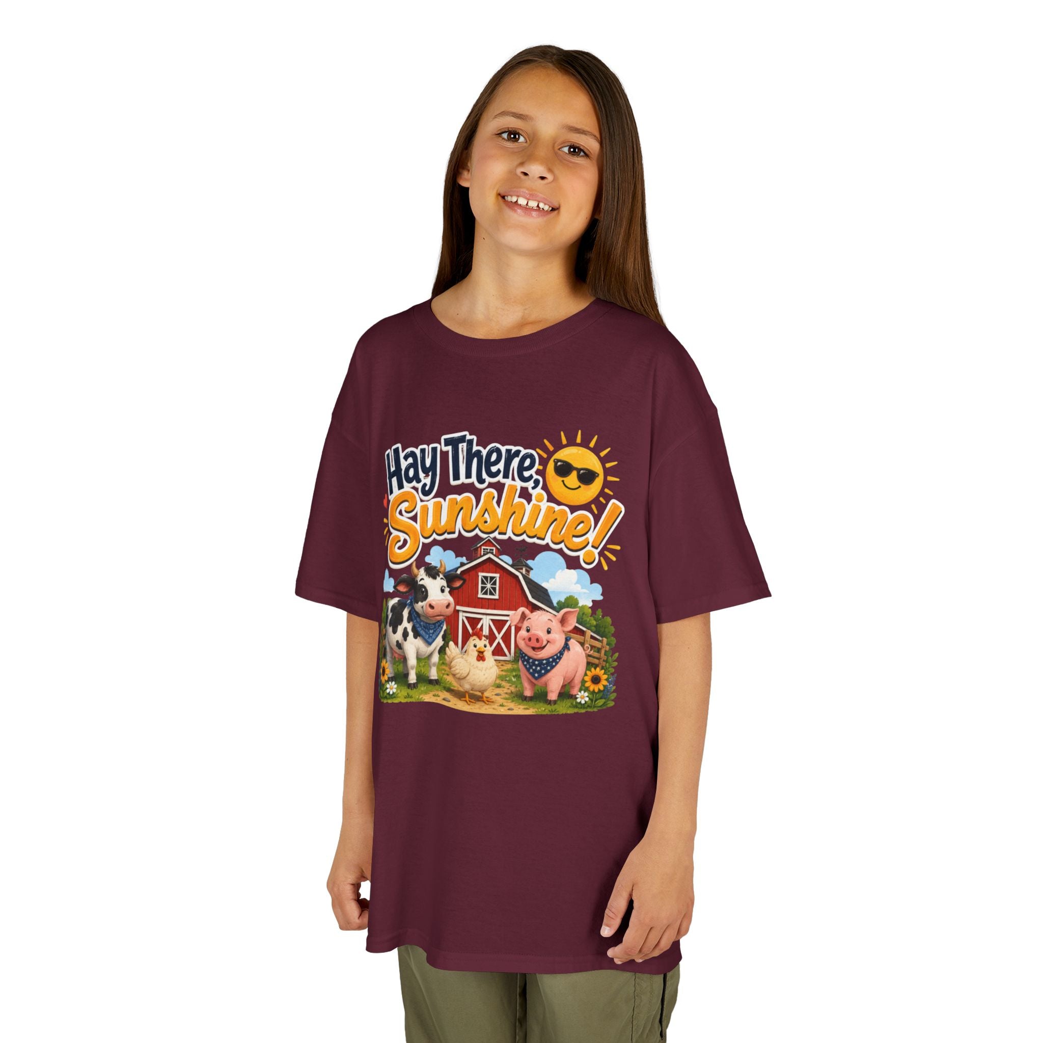 Kids Tee — "Hay There, Sunshine!" Farm Animal Graphic