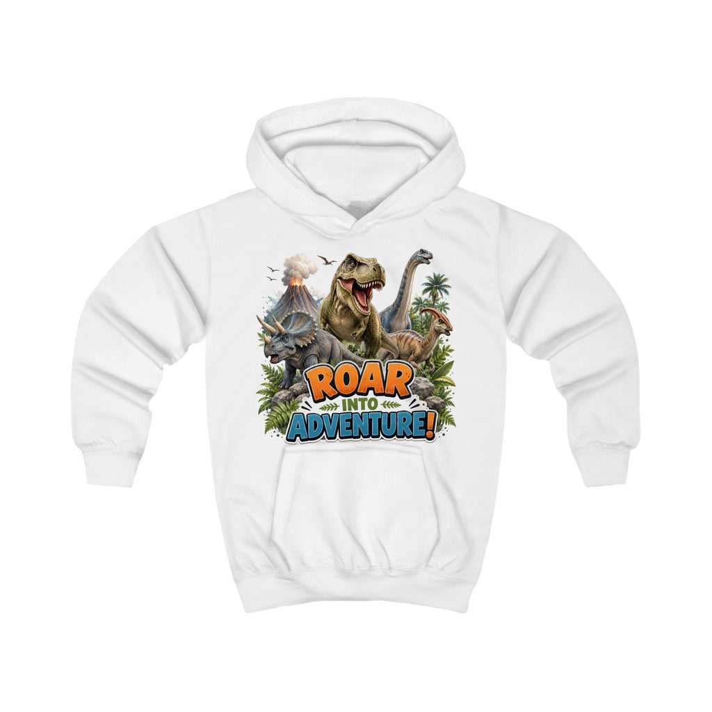 Kids Hoodie - "Roar Into Adventure" Dinosaur Hoodie for Boys & Girls, T‑Rex Graphic Pullover