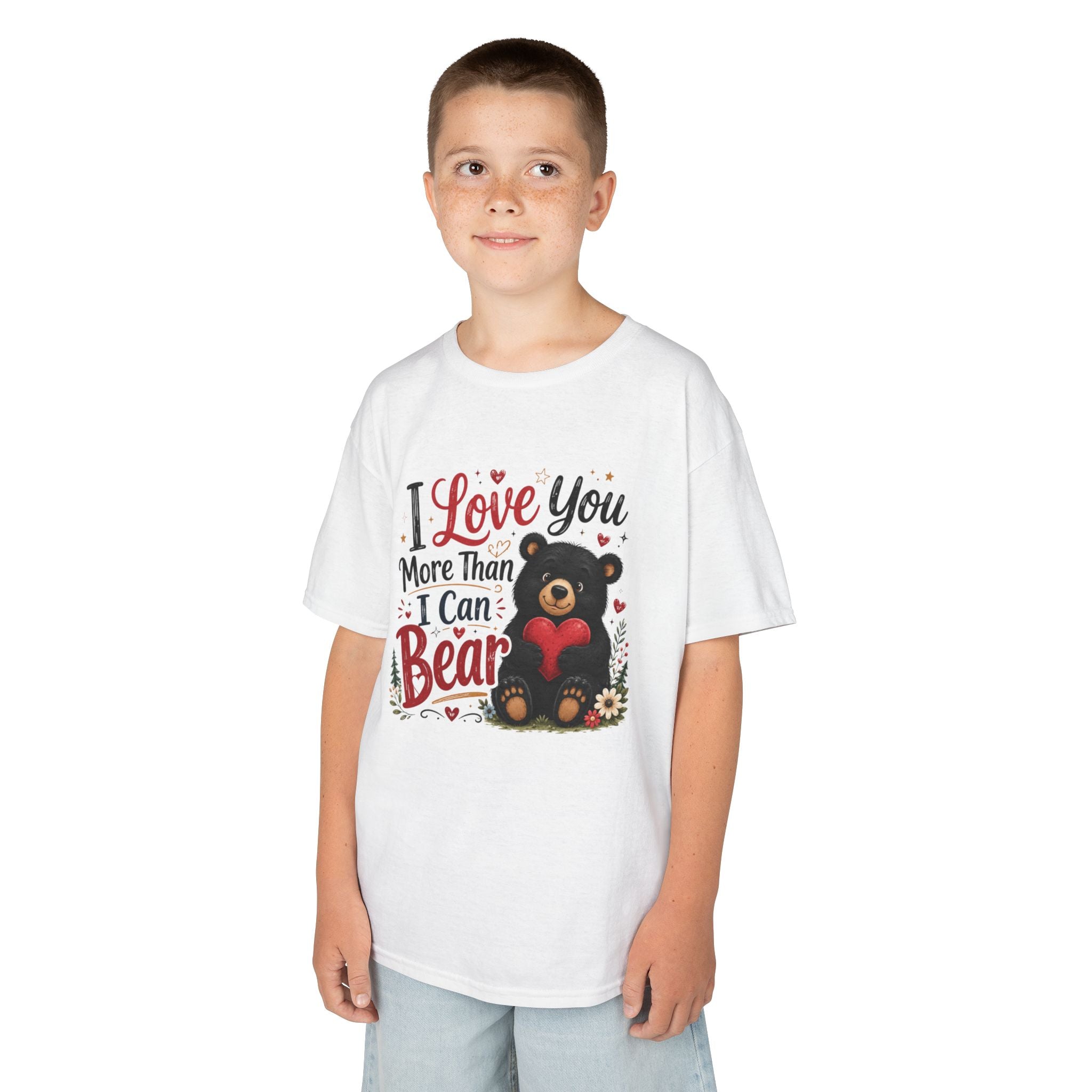 Kids T-Shirt - "I Love You More Than I Can Bear" Cute Bear Valentine Tee