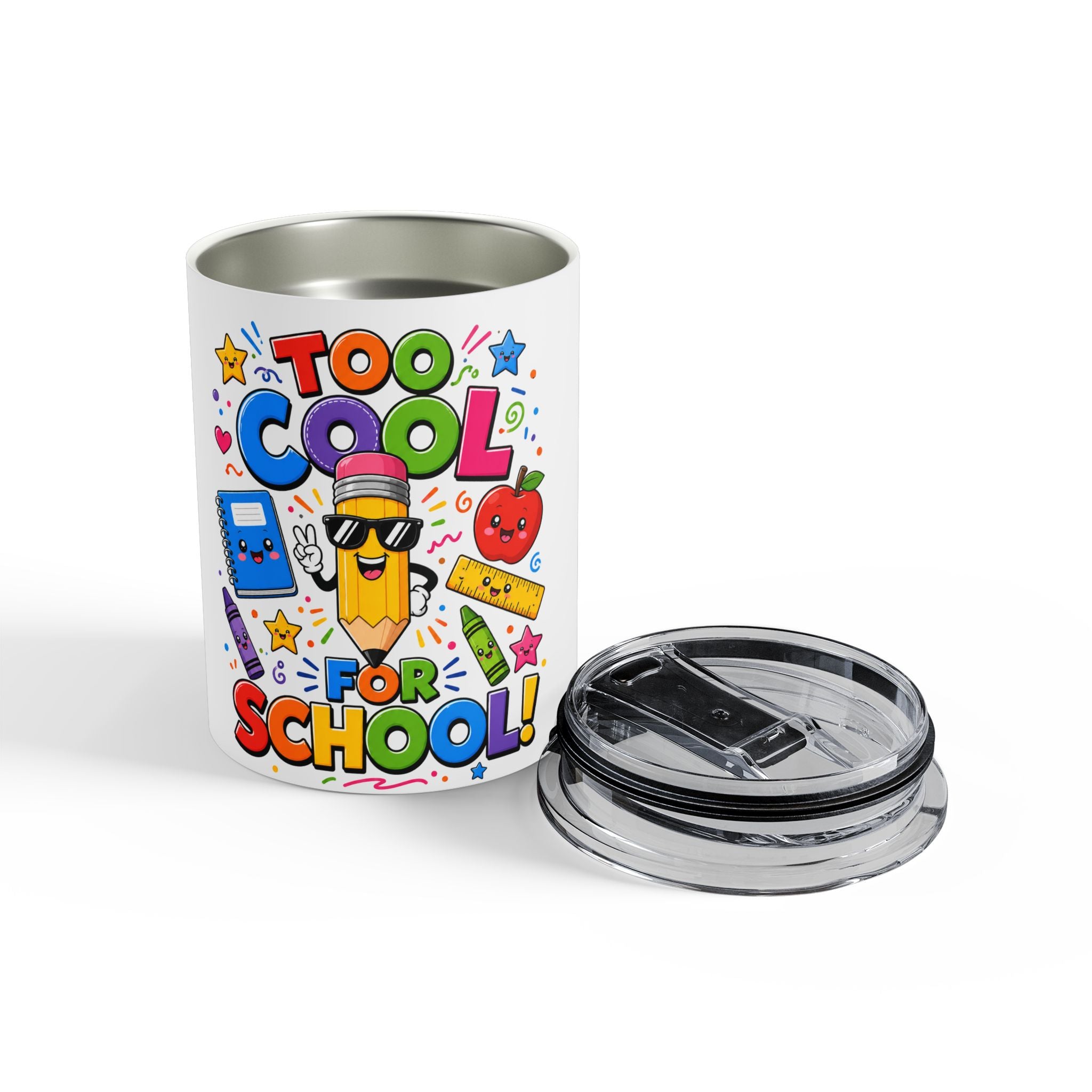 Too Cool for School pencil design Tumbler | 10oz stainless travel cup