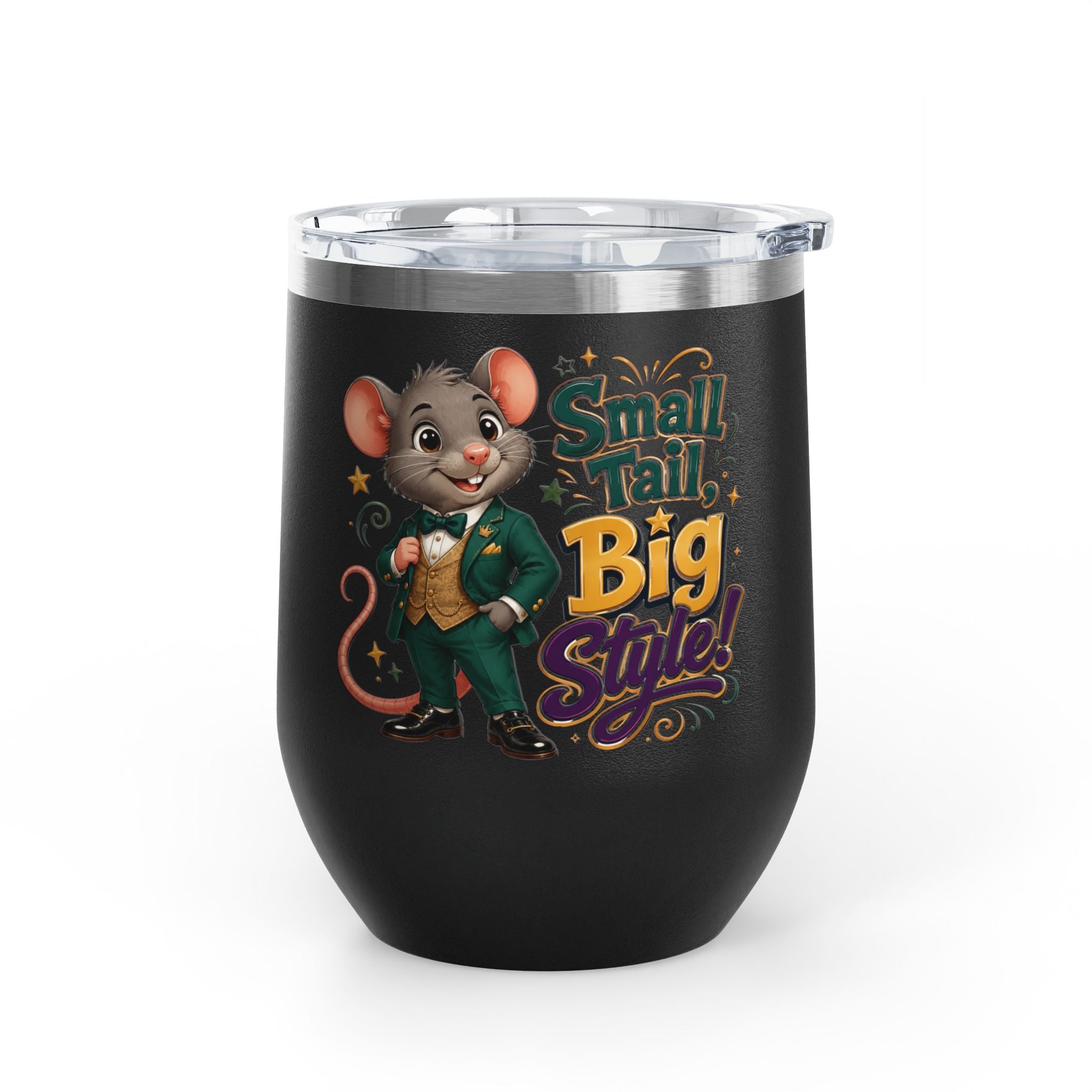 "Small Tail, Big Style!" Cute Mouse 12oz Insulated Cup