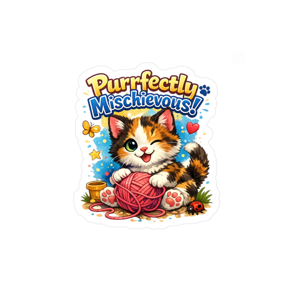 Purrfectly Mischievous! Cute Kitten Kiss-Cut Vinyl Sticker