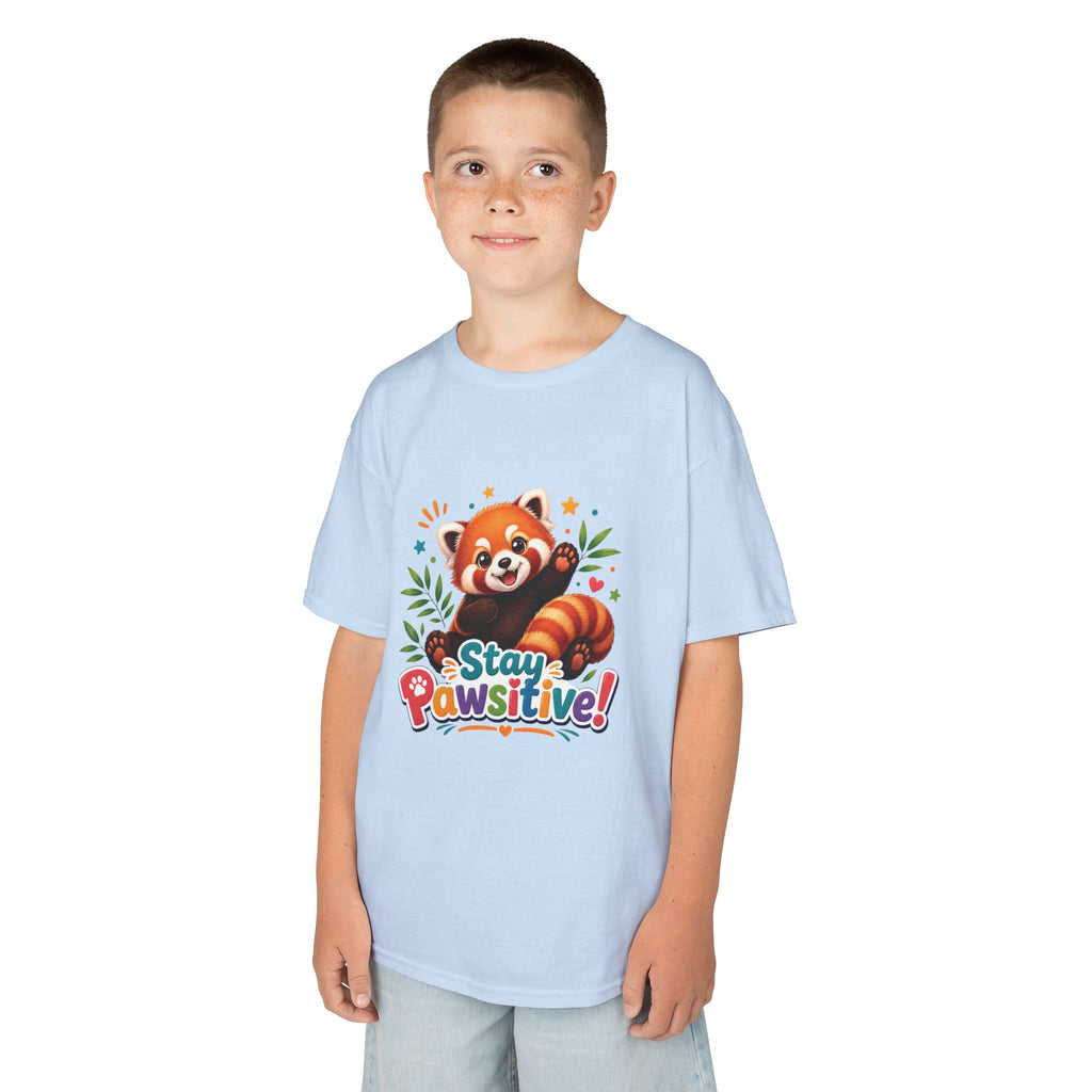 Stay Pawsitive Red Panda Kids Tee | Cute Animal Positive Message