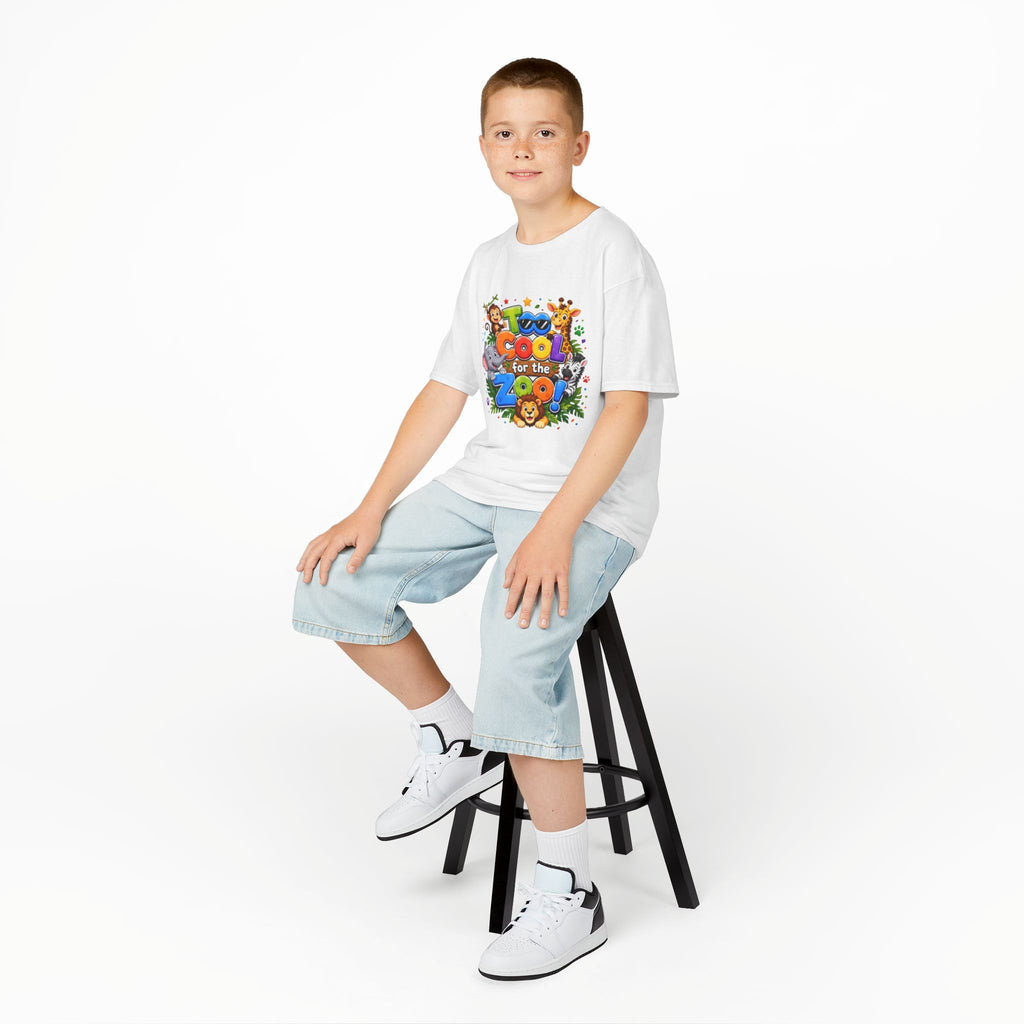 Kids Tee — "Too Cool for the Zoo" Colorful Animal Graphic