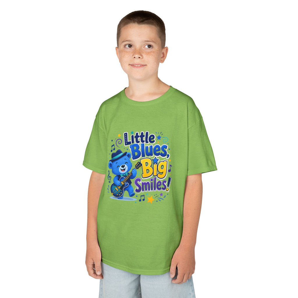 Kids Tee — "Little Blues, Big Smiles!" Guitar-Bear Graphic