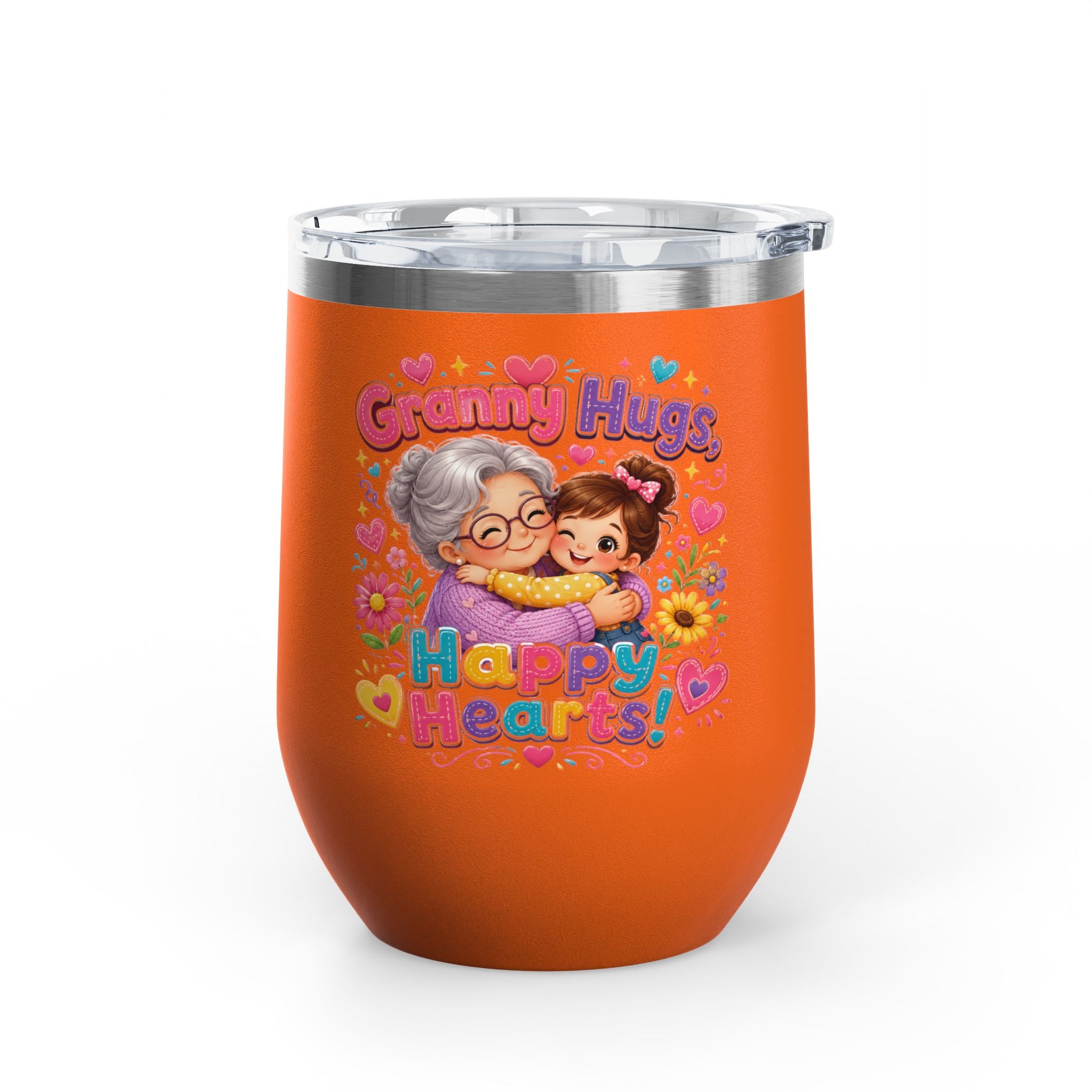 Granny Hugs Happy Hearts 12oz Tumbler — Cute Grandma & Grandchild Gift