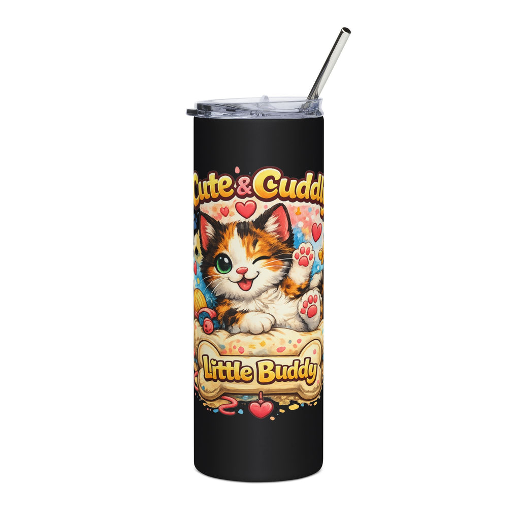 Cute & Cuddly Cat Tumbler – 'Little Buddy' 20oz Stainless Steel Travel Cup