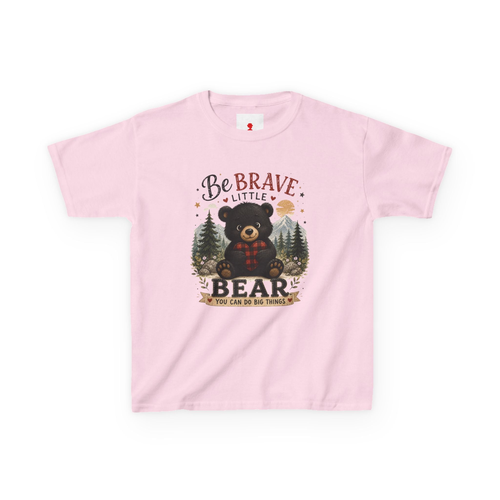 Kids T‑Shirt — "Be Brave Little Bear" Cute Woodland Bear Tee for Children, Inspirational Adventure Gift