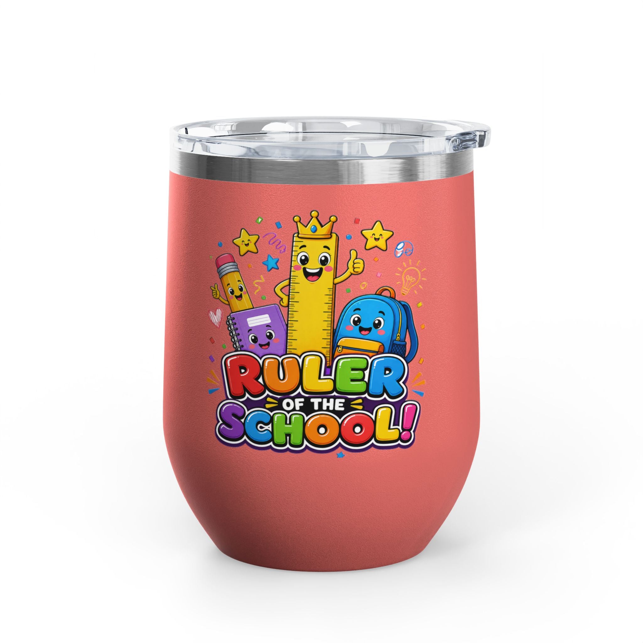 "Ruler of the School" Cute Teacher Gift, 12oz Insulated Cup
