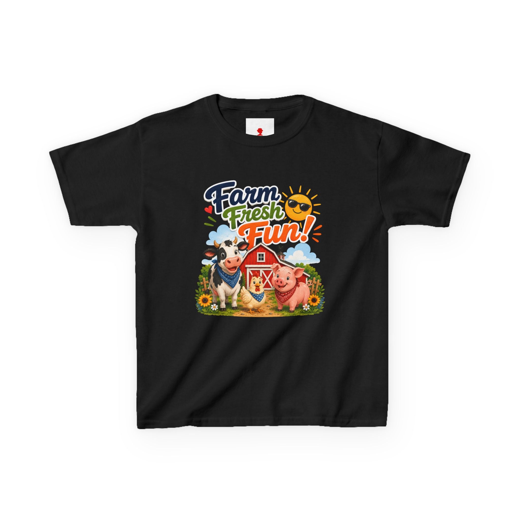 Kids Farm T-Shirt — "Farm Fresh Fun!" Cute Cow & Pig Toddler Tee