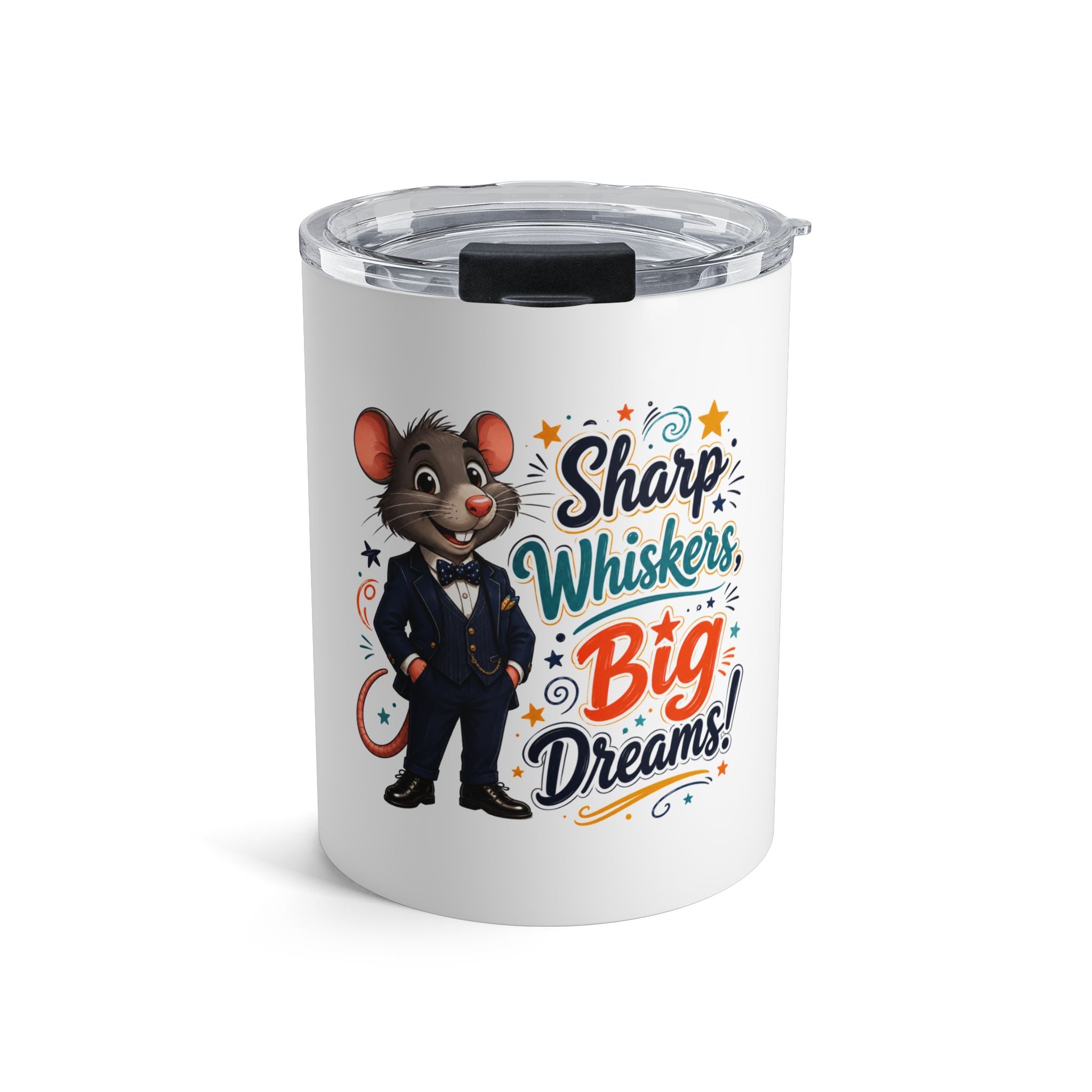 Tumbler — "Sharp Whiskers, Big Dreams" Cute Mouse Insulated Tumbler (10 oz)