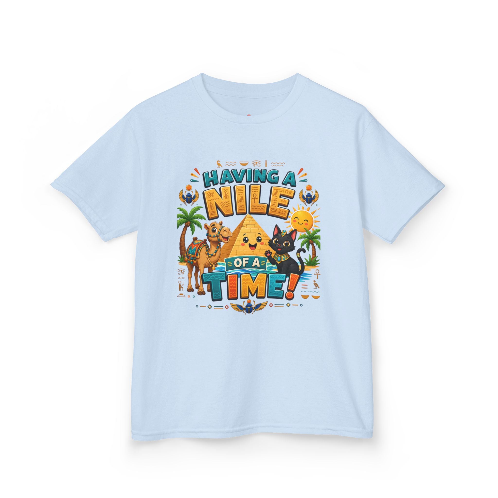 Having a Nile of a Time Kids Tee | Camel Pyramid Desert Cartoon