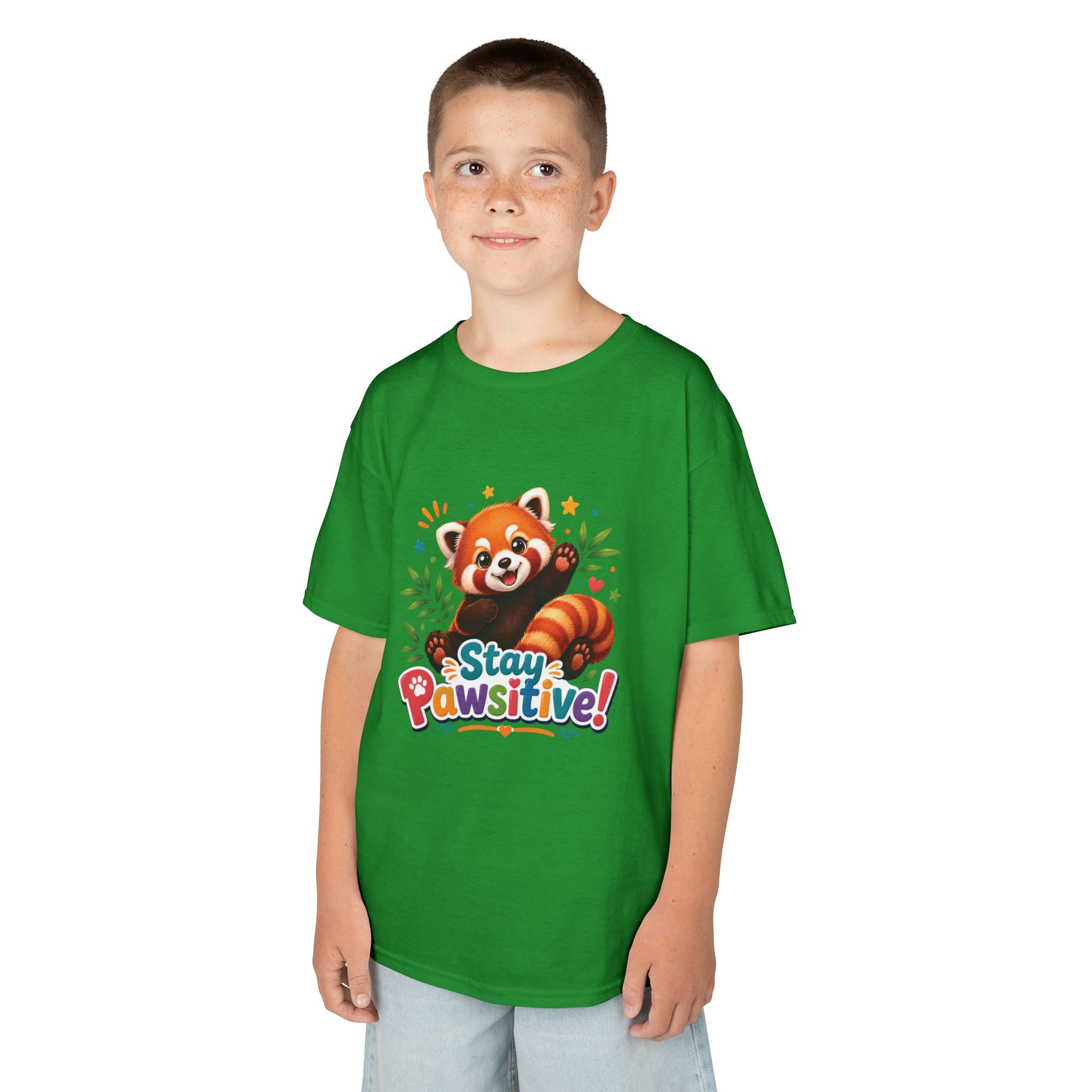 Stay Pawsitive Red Panda Kids Tee | Cute Animal Positive Message