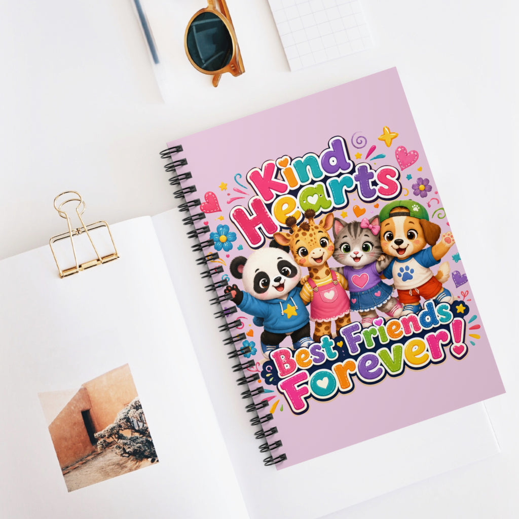 Kind Hearts Best Friends Forever! Spiral Notebook — Cute Kids Journal (Ruled)