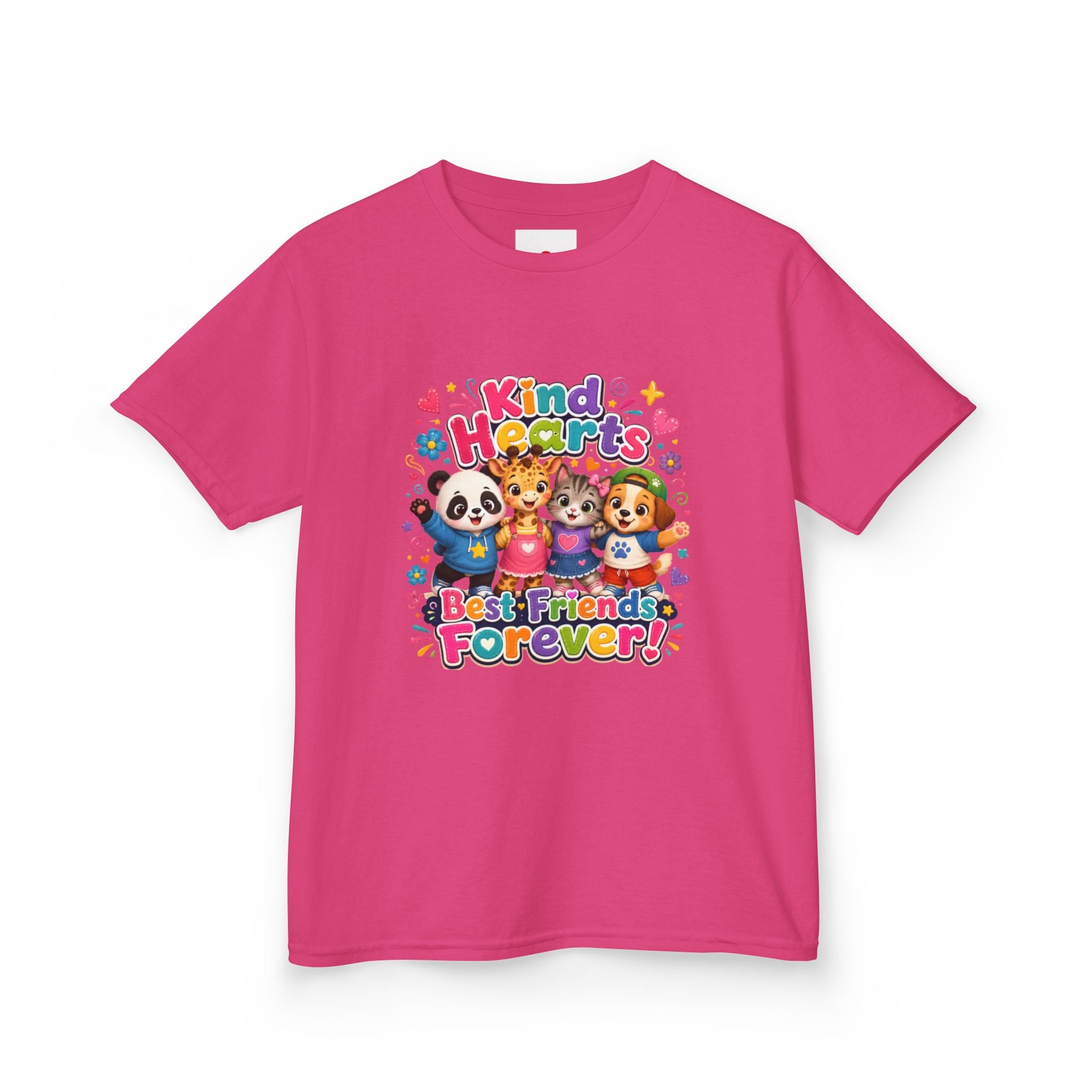 Kids Tee — "Kind Hearts Best Friends Forever" Colorful Cartoon Animals