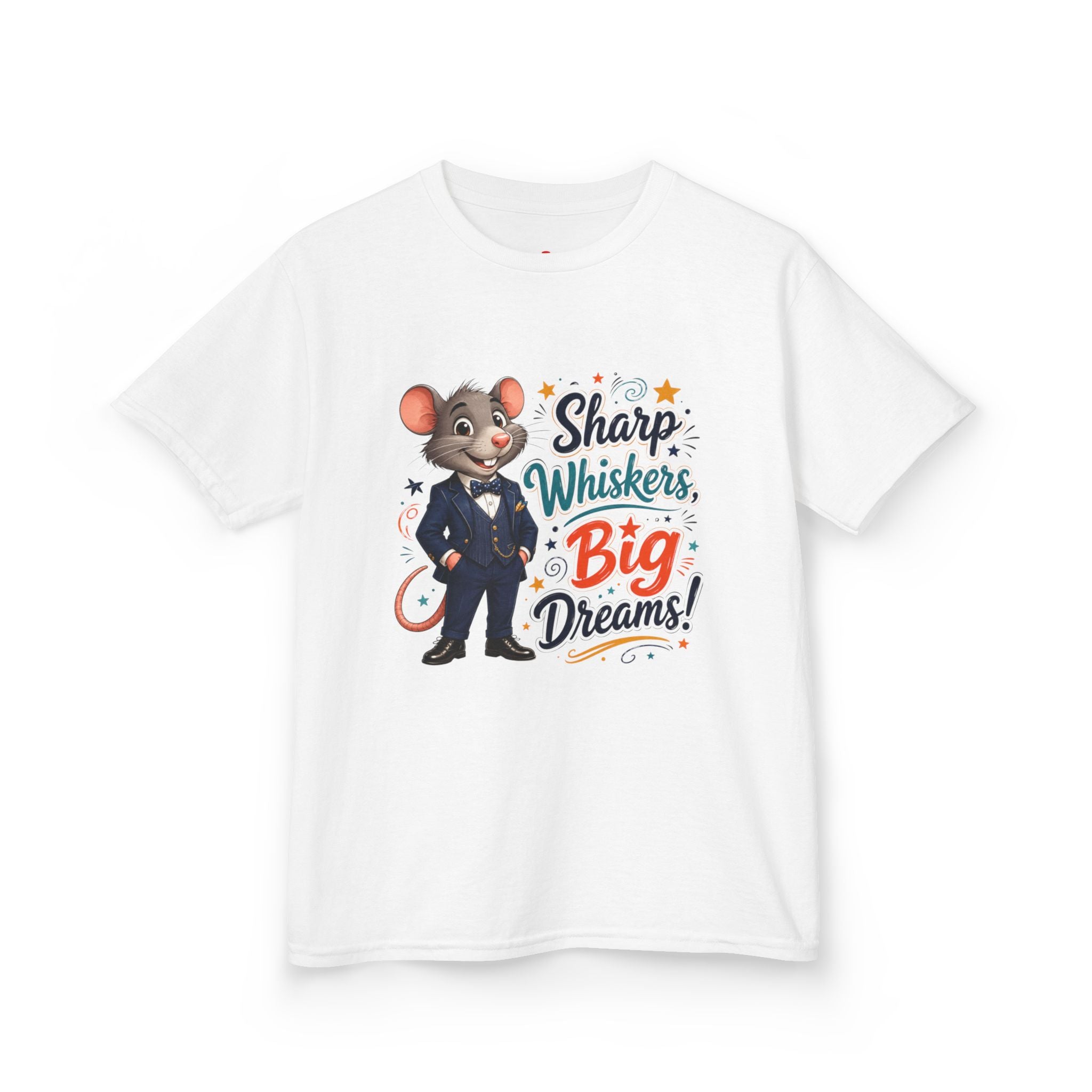 Kids Tee — "Sharp Whiskers, Big Dreams" Mouse Graphic