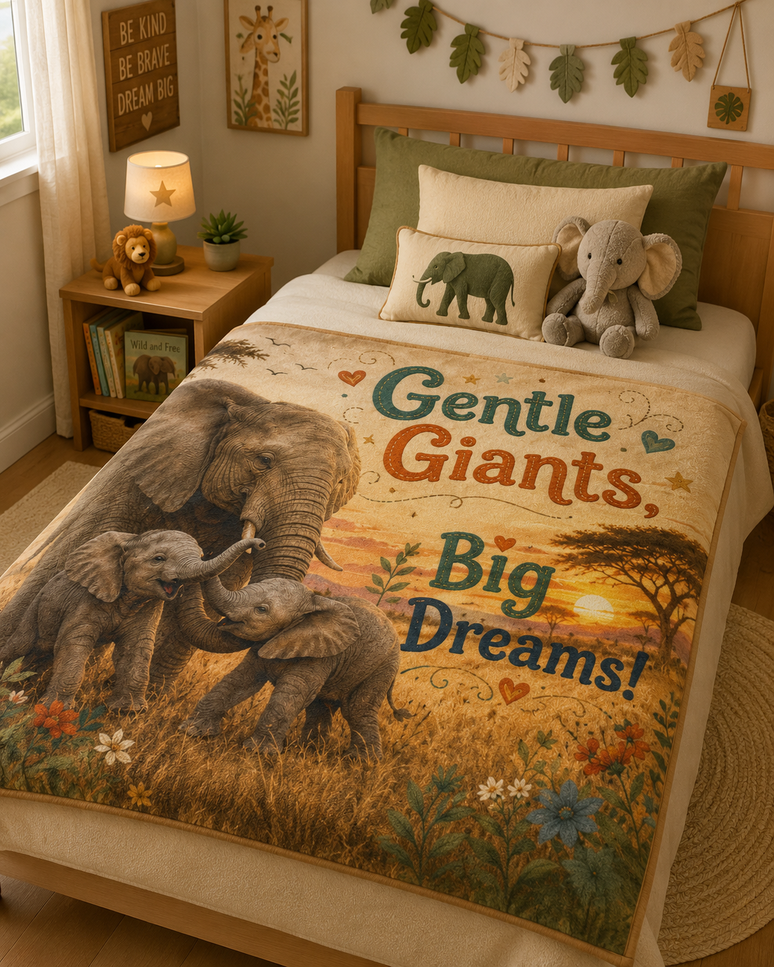 Elephant Family Blanket — "Gentle Giants, Big Dreams!" Soft Polyester Throw