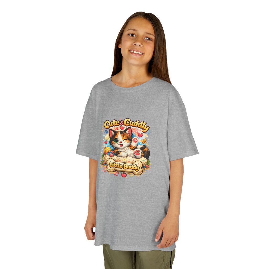 Kids T-Shirt — "Cute & Cuddly Little Buddy" Cat Graphic Tee