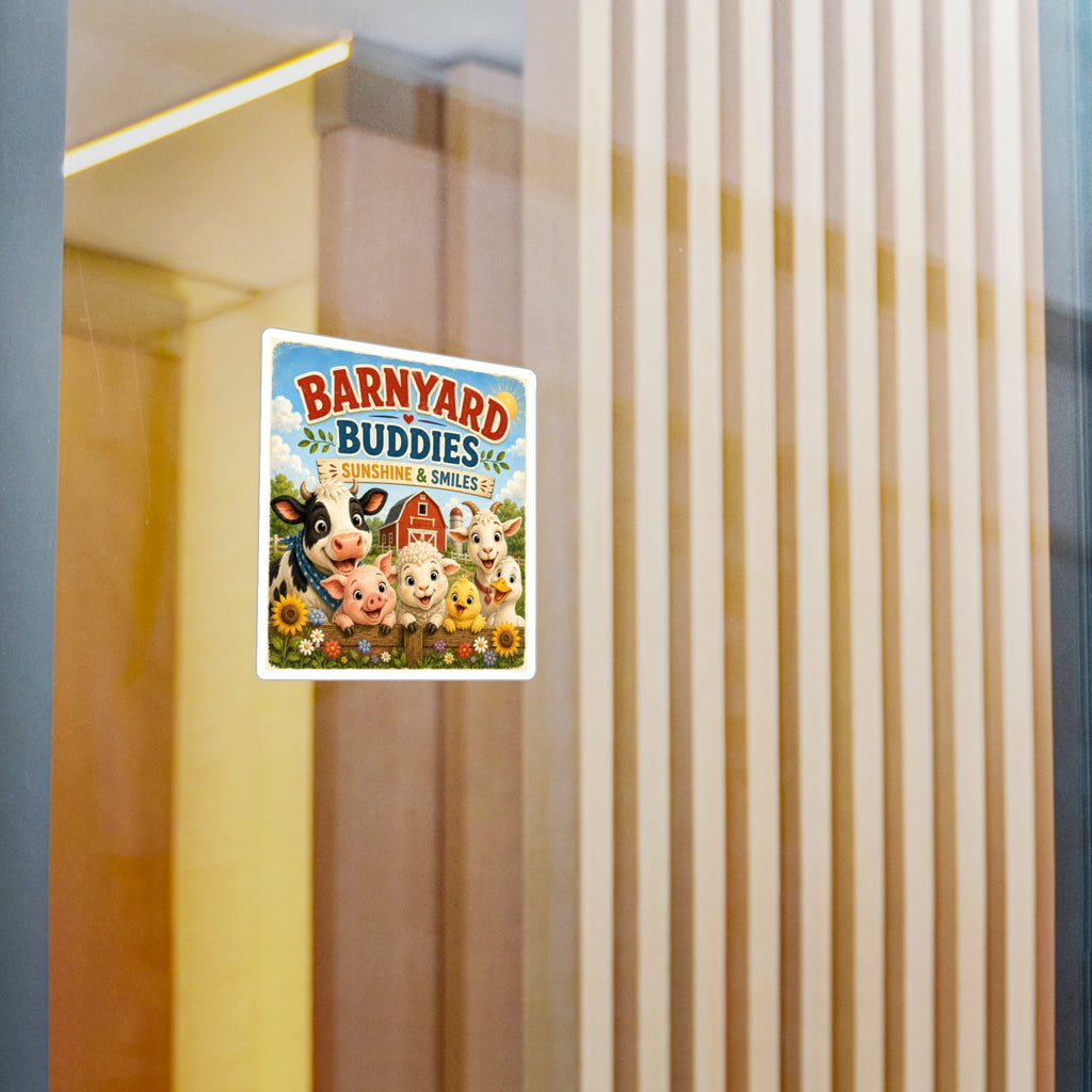 Barnyard Buddies Vinyl Sticker — 'Sunshine & Smiles' Cute Farm Animal Decal