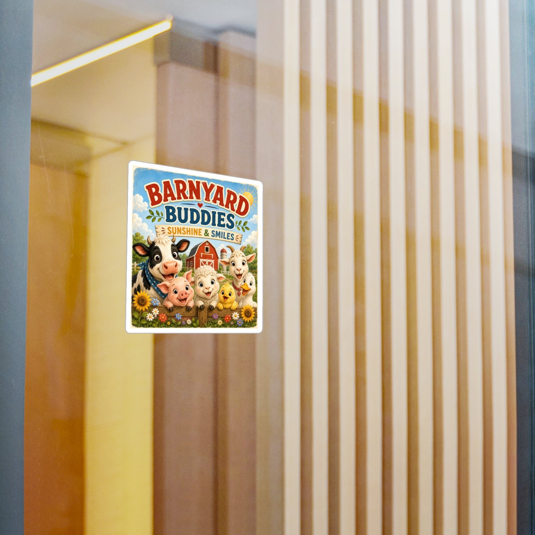 Barnyard Buddies Vinyl Sticker — 'Sunshine & Smiles' Cute Farm Animal Decal