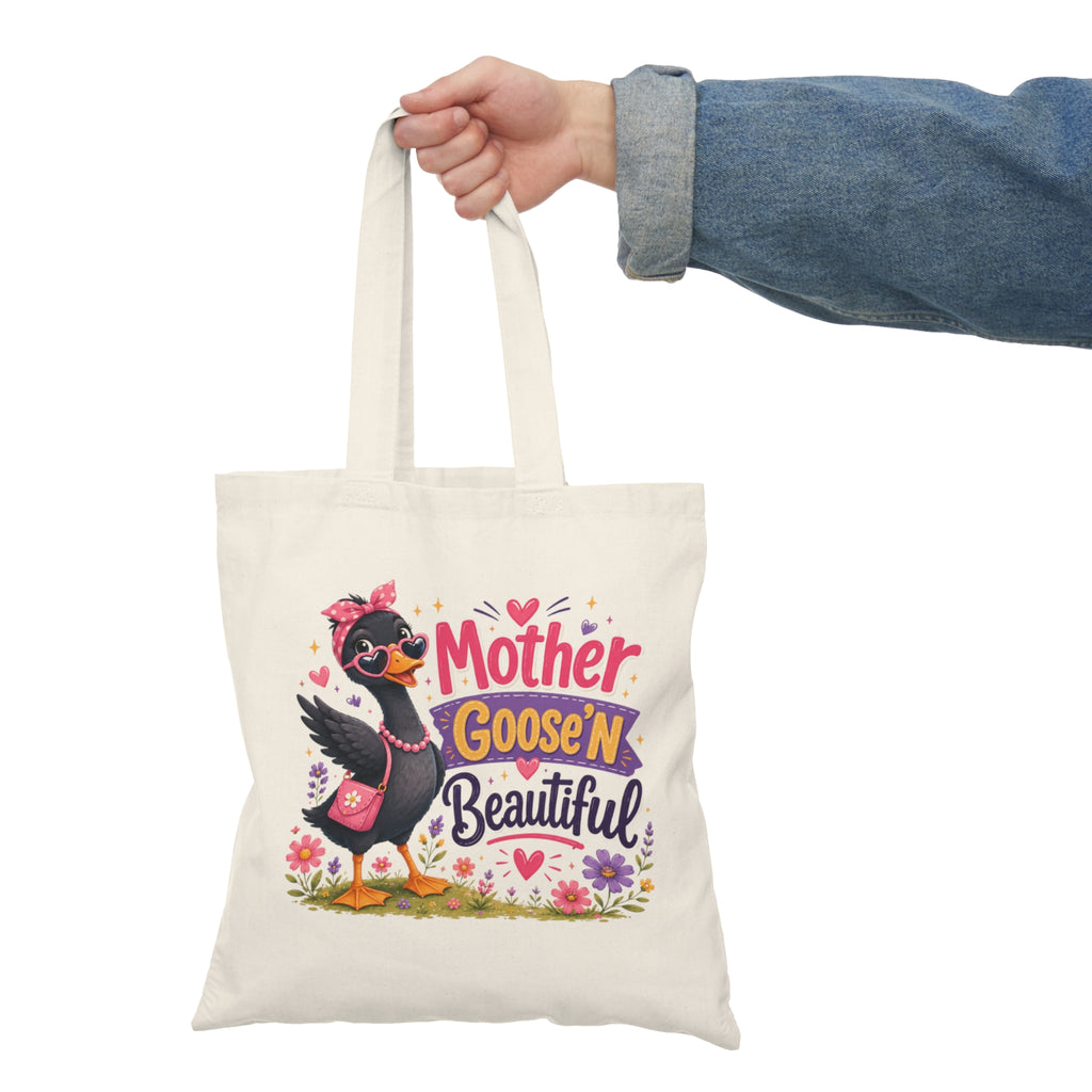 Mother Goose'n Beautiful Tote Bag — Cute Mom Goose Illustration Eco Canvas Shopper