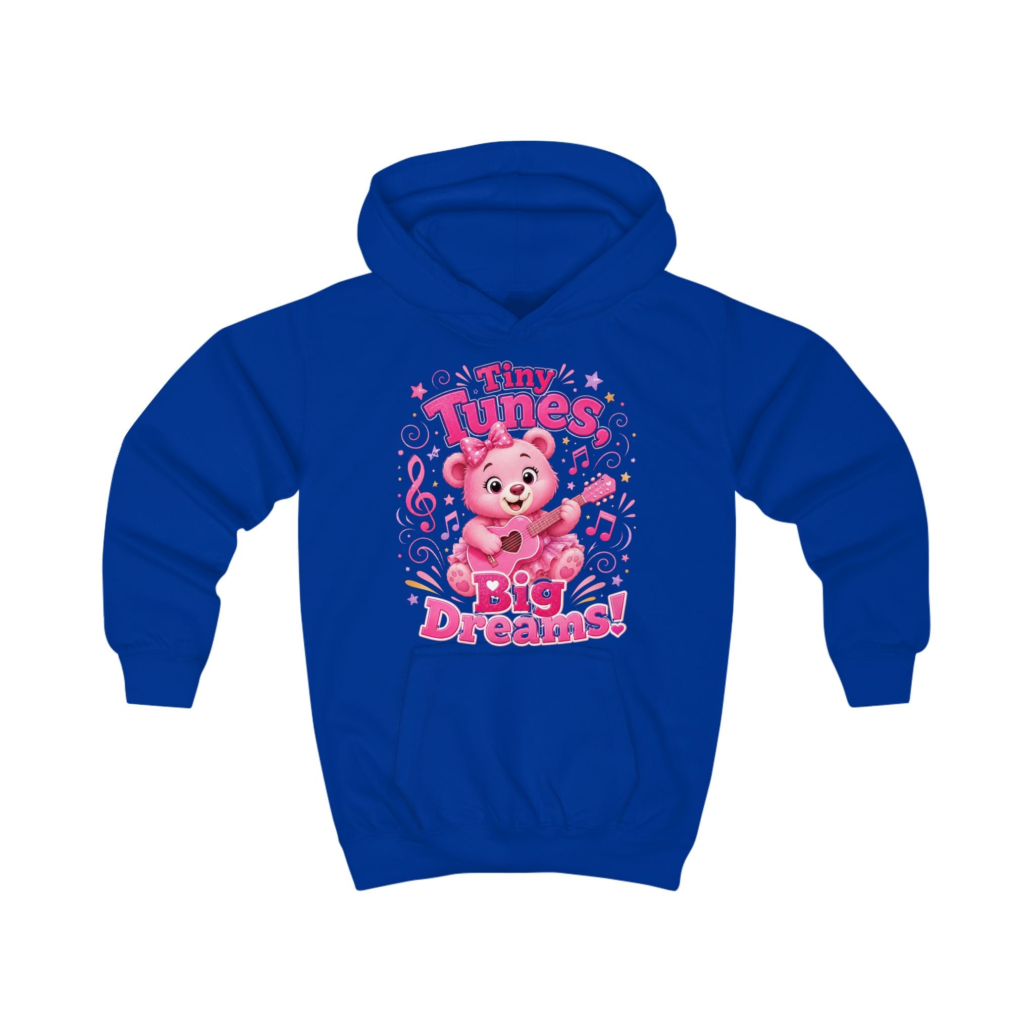Kids Hoodie — "Tiny Tunes, Big Dreams" Pink Musical Bear Hoodie for Toddlers