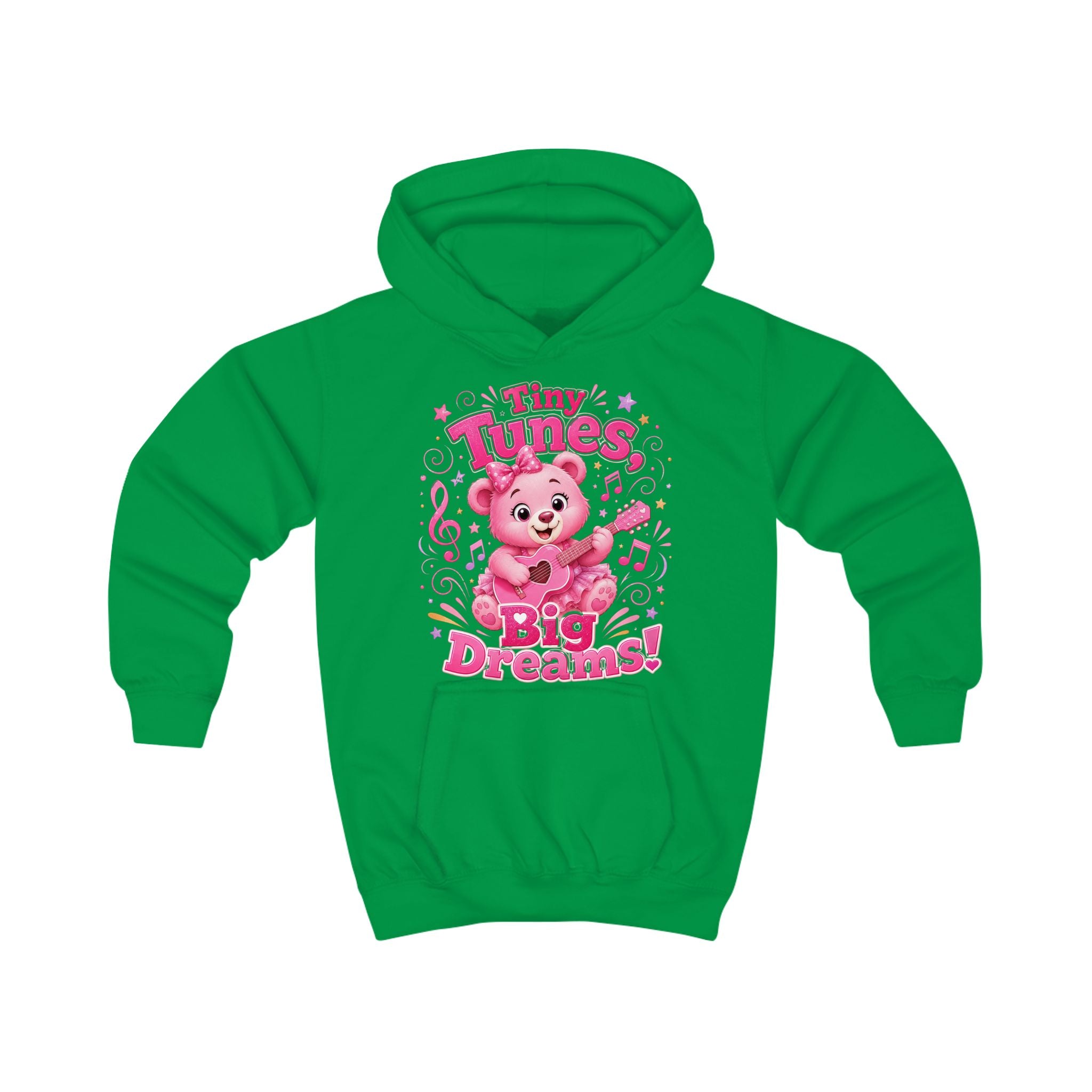 Kids Hoodie — "Tiny Tunes, Big Dreams" Pink Musical Bear Hoodie for Toddlers