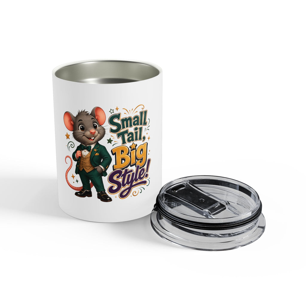 10oz Tumbler - "Small Tail, Big Style" Cute Dapper Mouse Travel Cup
