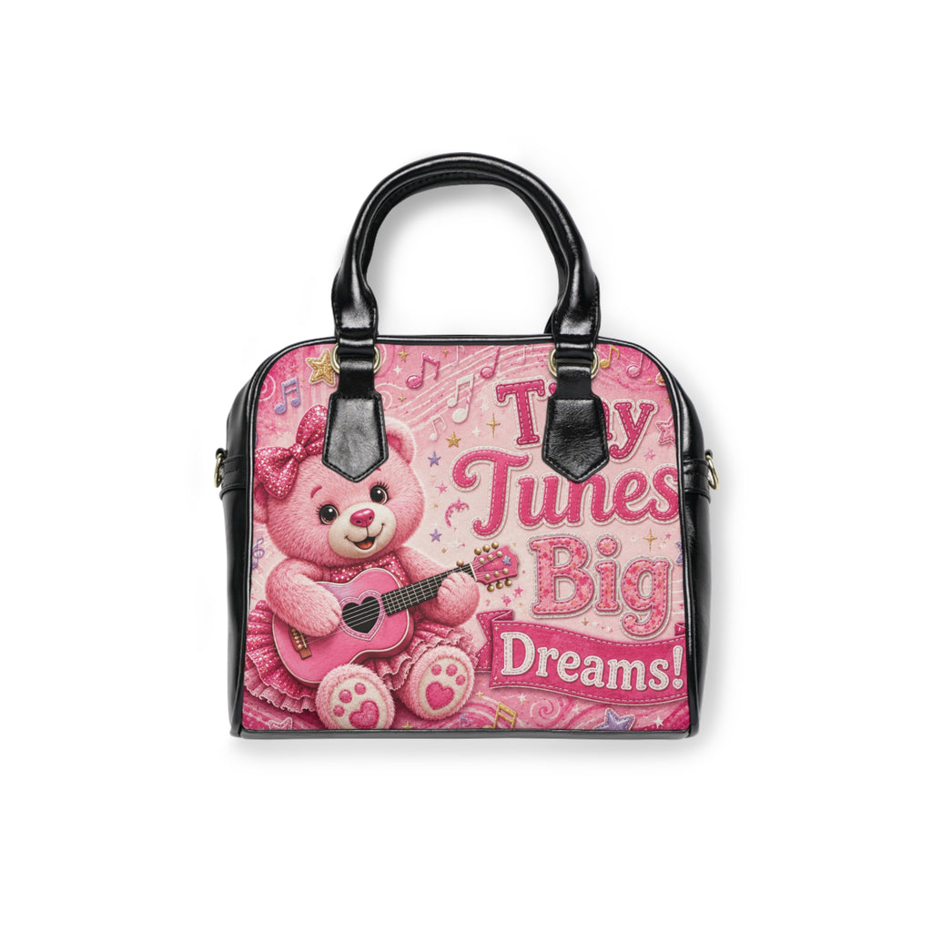 Shoulder Handbag — Cute Pink Teddy 'Tiny Tunes Big Dreams' Guitar Purse