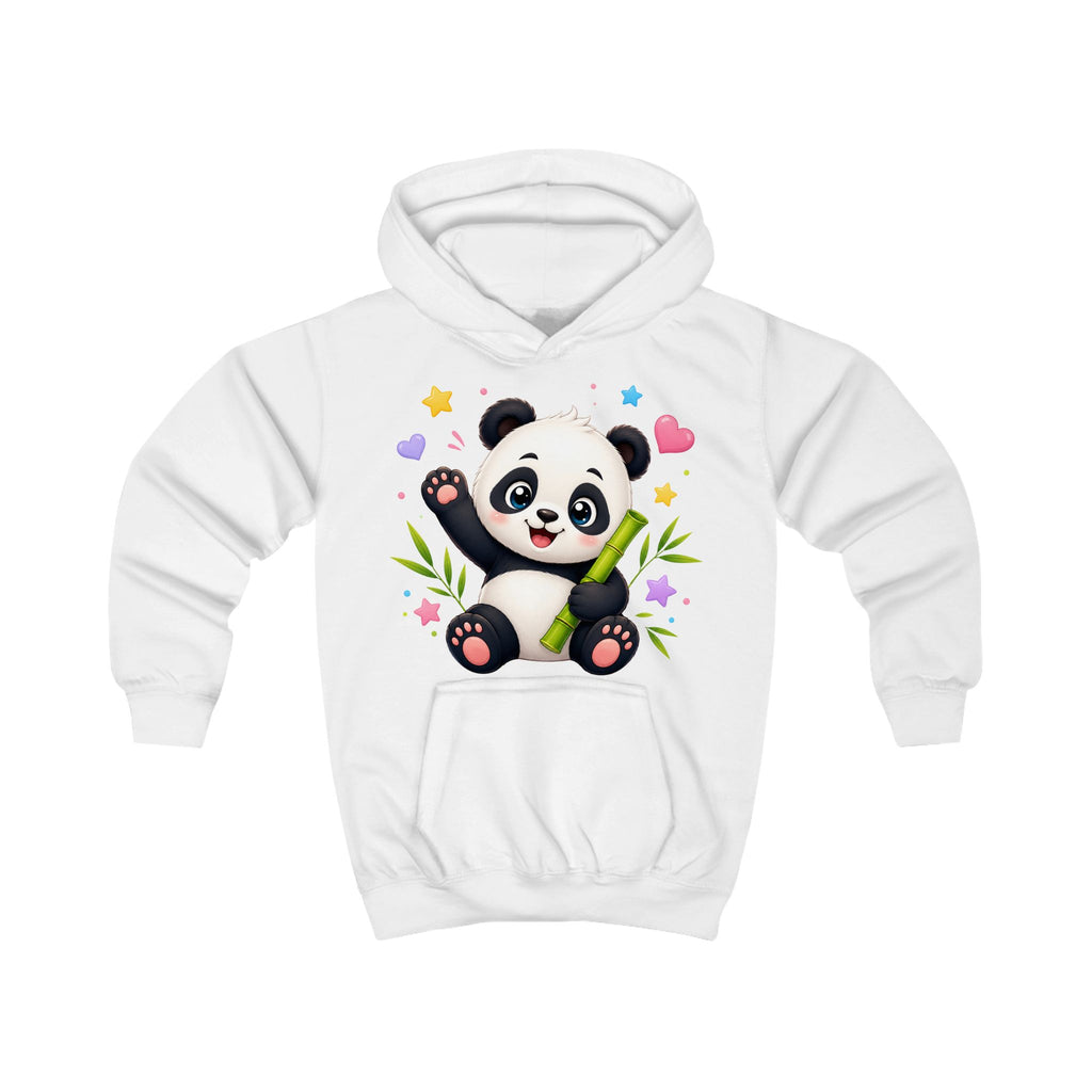 Kids Hoodie — Cute Smiling Panda with Bamboo & Hearts