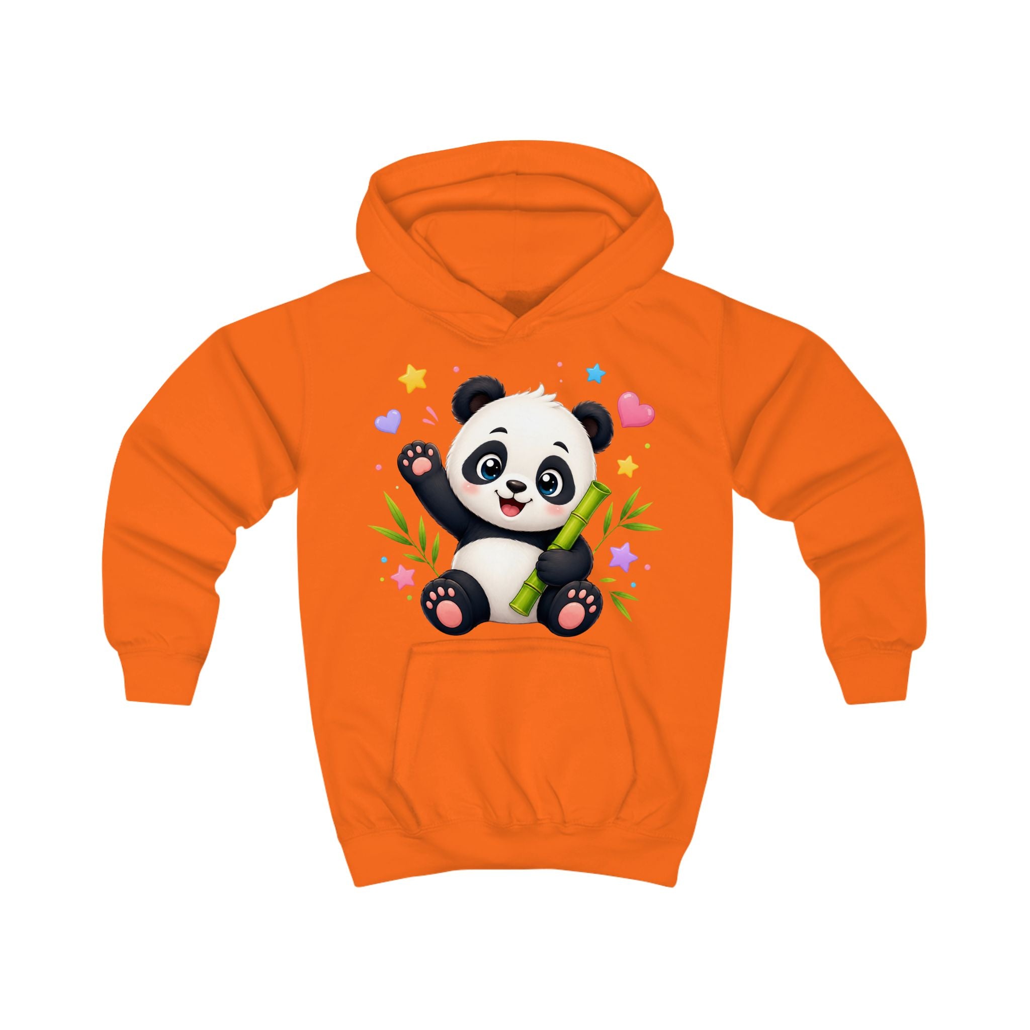 Kids Hoodie — Cute Smiling Panda with Bamboo & Hearts