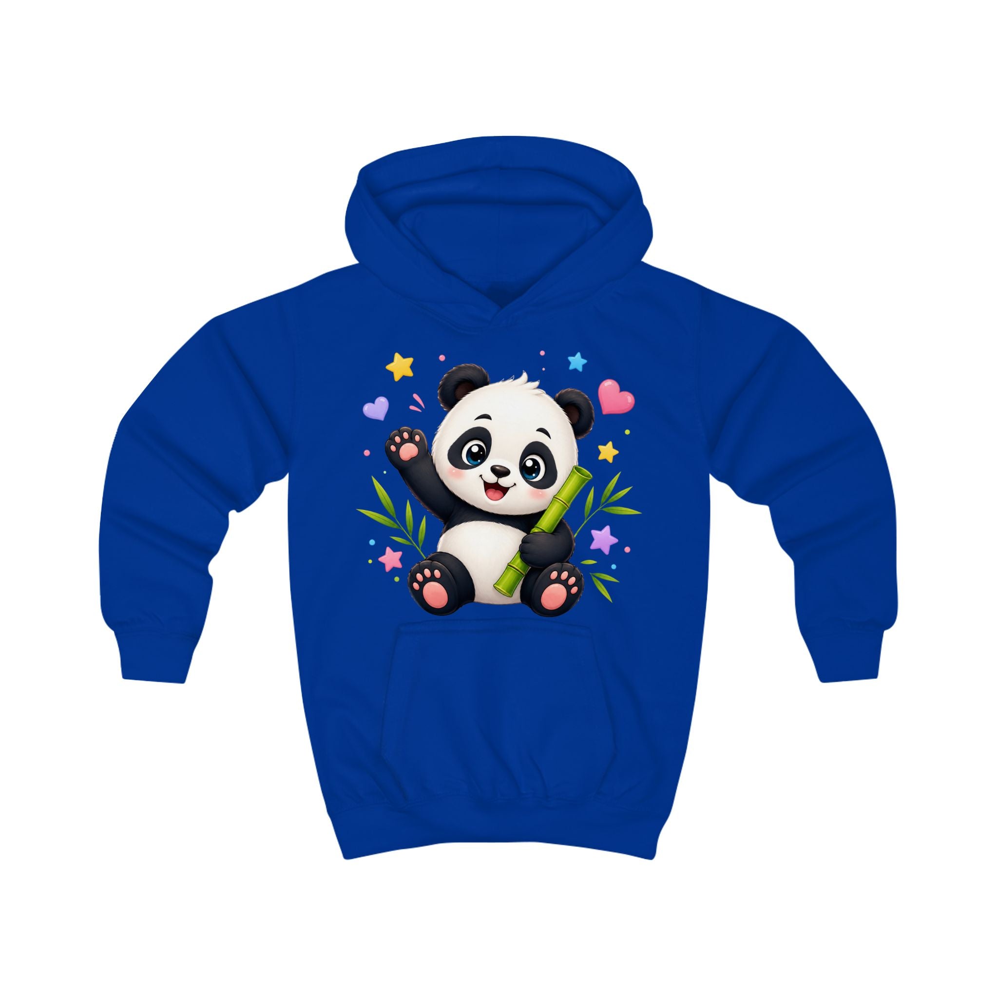 Kids Hoodie — Cute Smiling Panda with Bamboo & Hearts