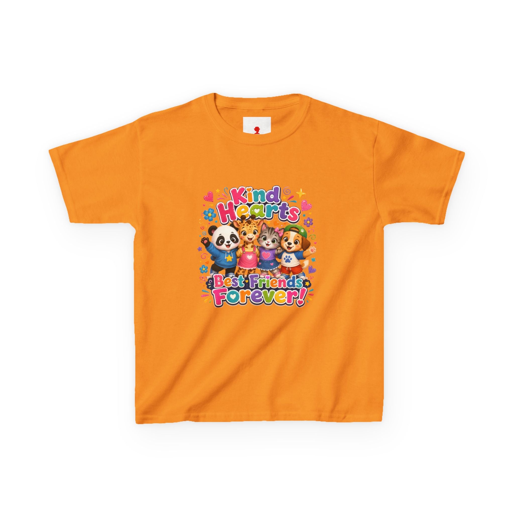 Kids Tee — "Kind Hearts Best Friends Forever" Colorful Cartoon Animals