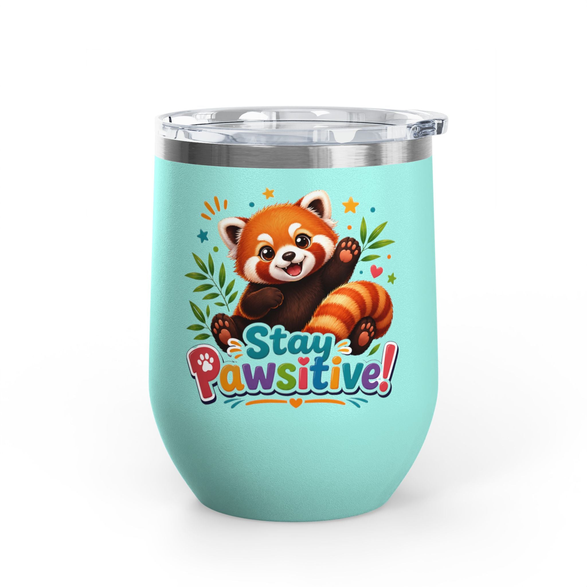 Stay Pawsitive Red Panda Tumbler — 12oz Insulated Cute Animal Gift