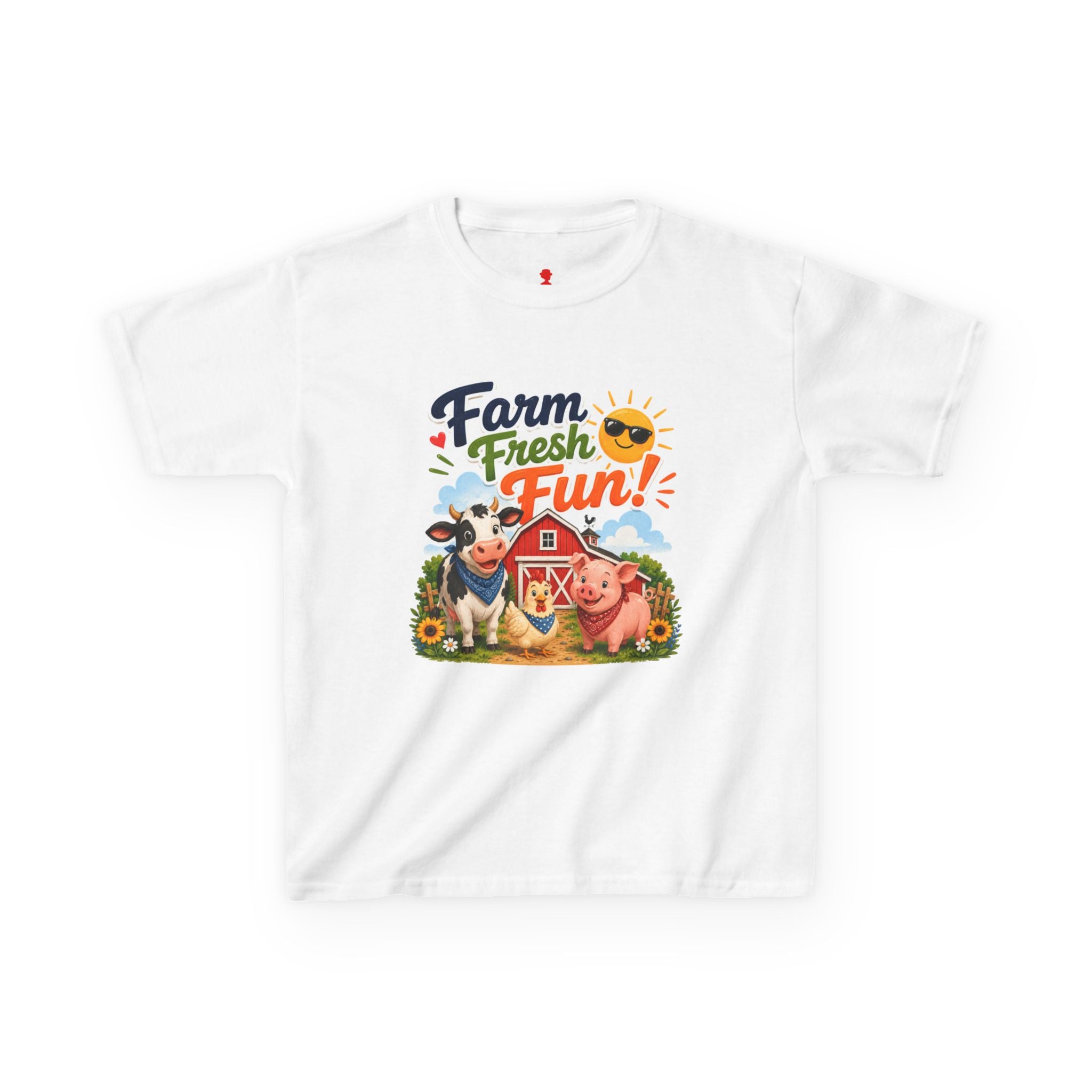 Kids Farm T-Shirt — "Farm Fresh Fun!" Cute Cow & Pig Toddler Tee
