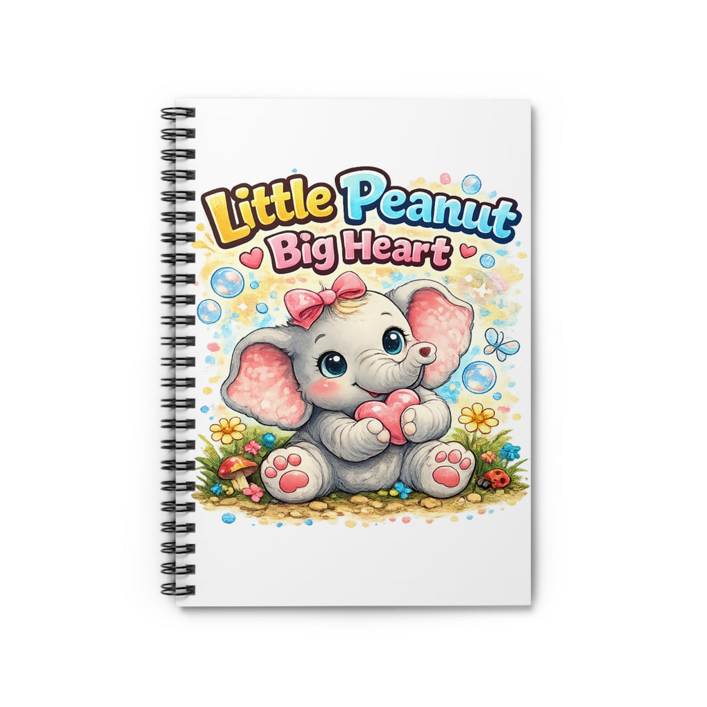 Little Peanut Big Heart Spiral Notebook — Cute Elephant Ruled Journal for Kids & Baby Shower Gift